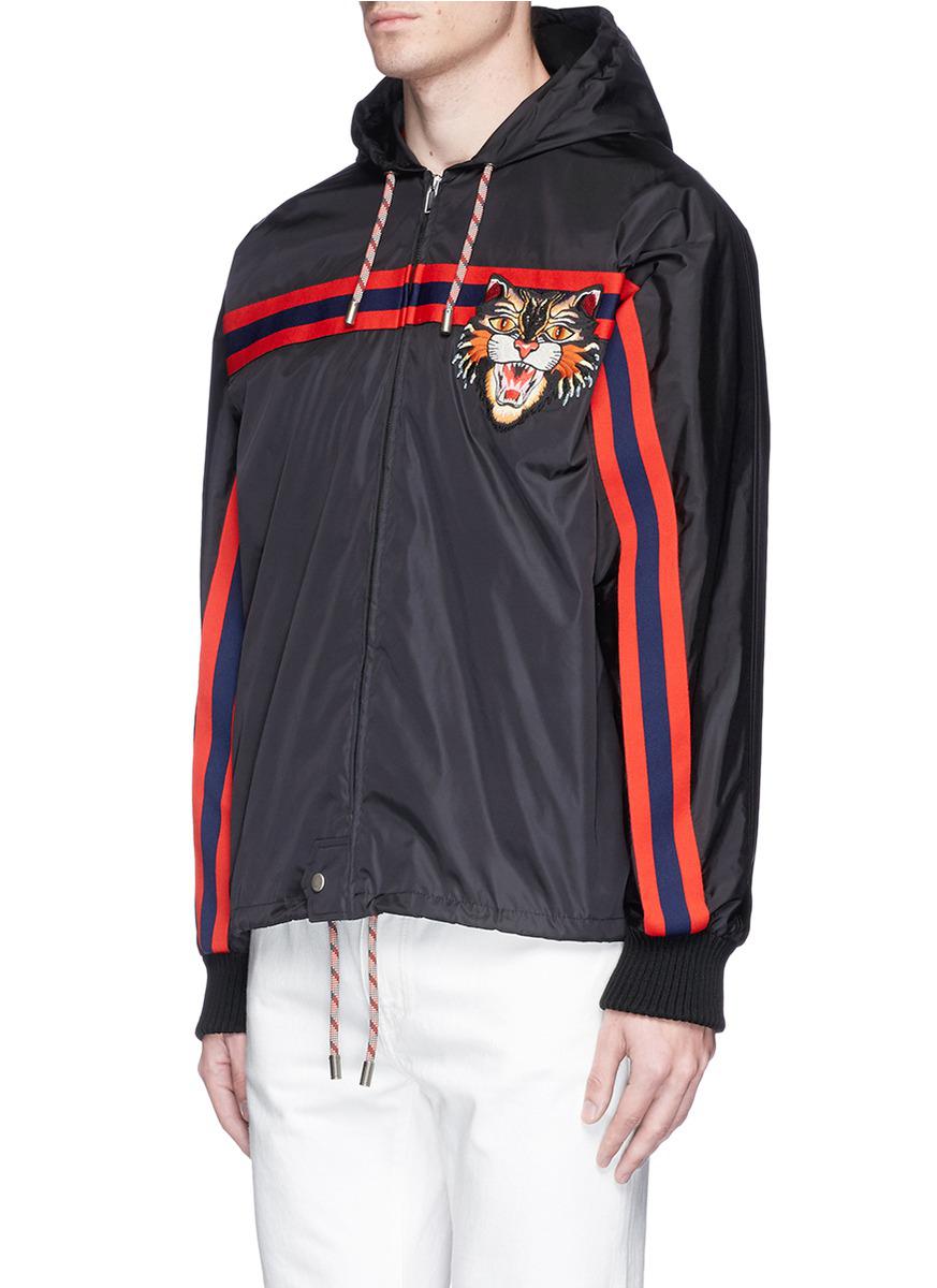 Gucci Synthetic 'angry Cat' Appliqué Windbreaker Jacket for Men - Lyst