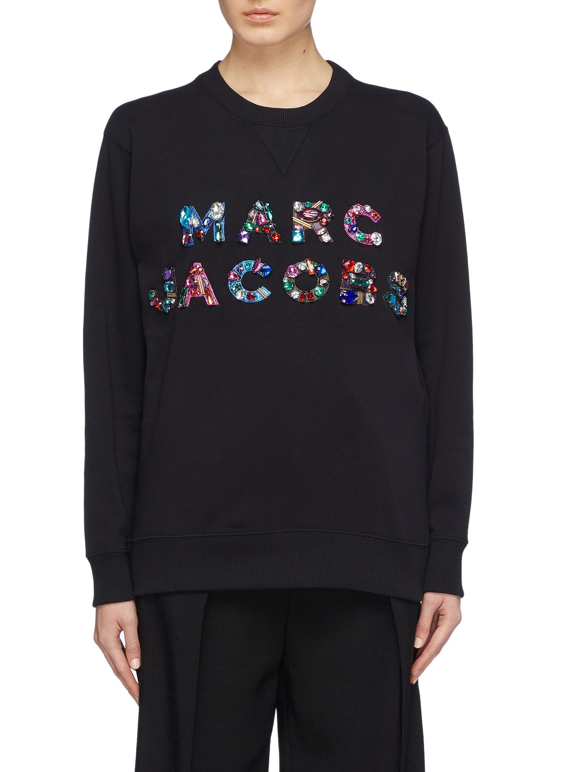 Marc Jacobs Embroidered And Embellished Cotton Sweatshirt in Black - Lyst