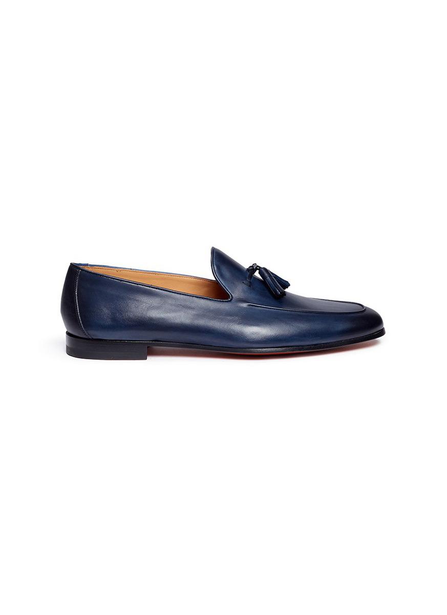 Magnanni Tassel Leather Loafers in Blue 