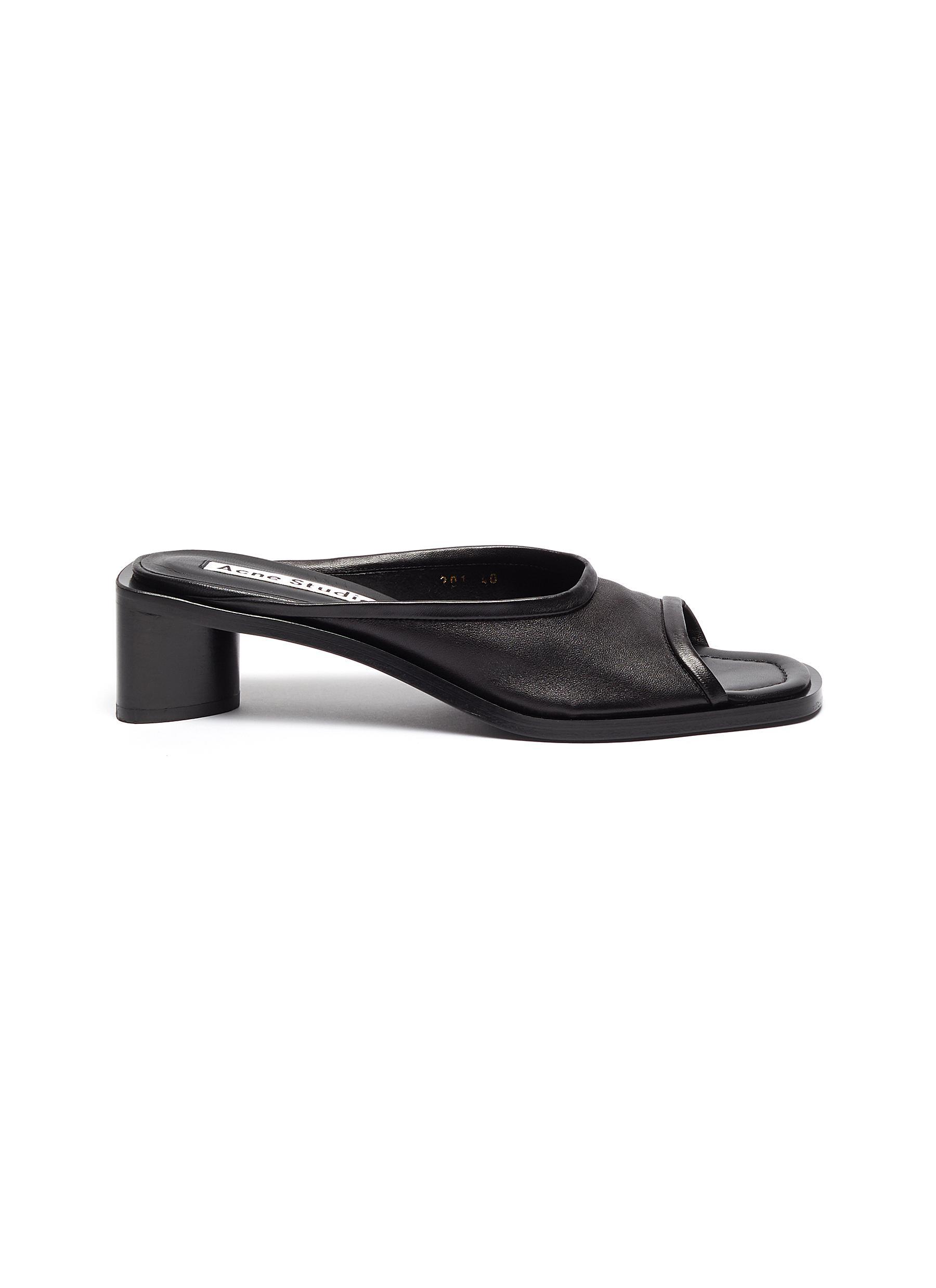 Acne Studios Open-toe Leather Mules Women Shoes Heels Mules Open-toe  Leather Mules in Black | Lyst