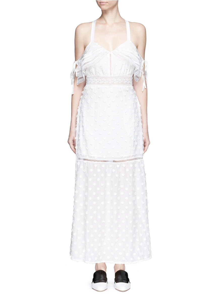self portrait white off shoulder dress