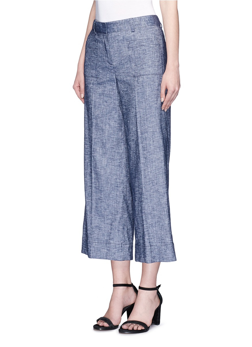 theory wide leg linen pants