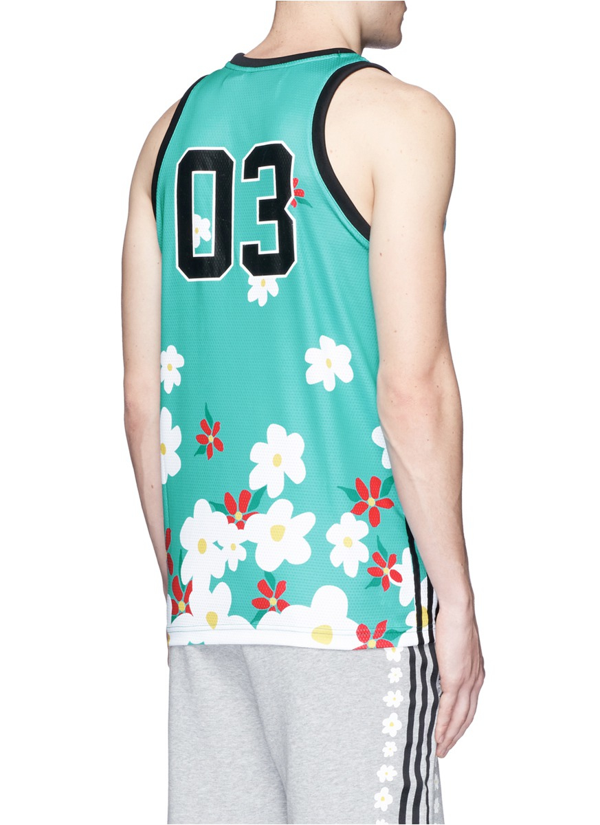 adidas Originals 'you're Awake' Daisy Print Tank Top in Blue for Men | Lyst