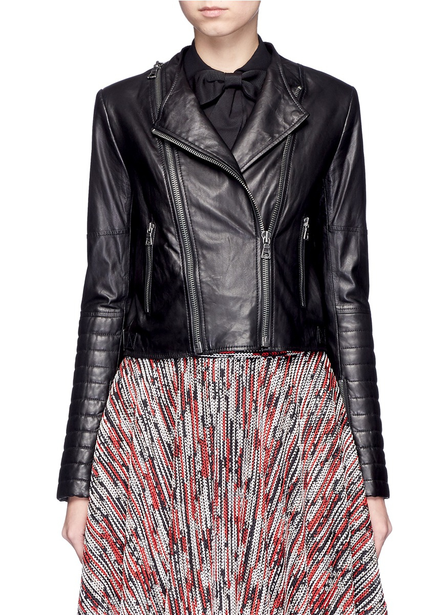 Alice Olivia Black Gamma Loving You Leather Biker Jacket