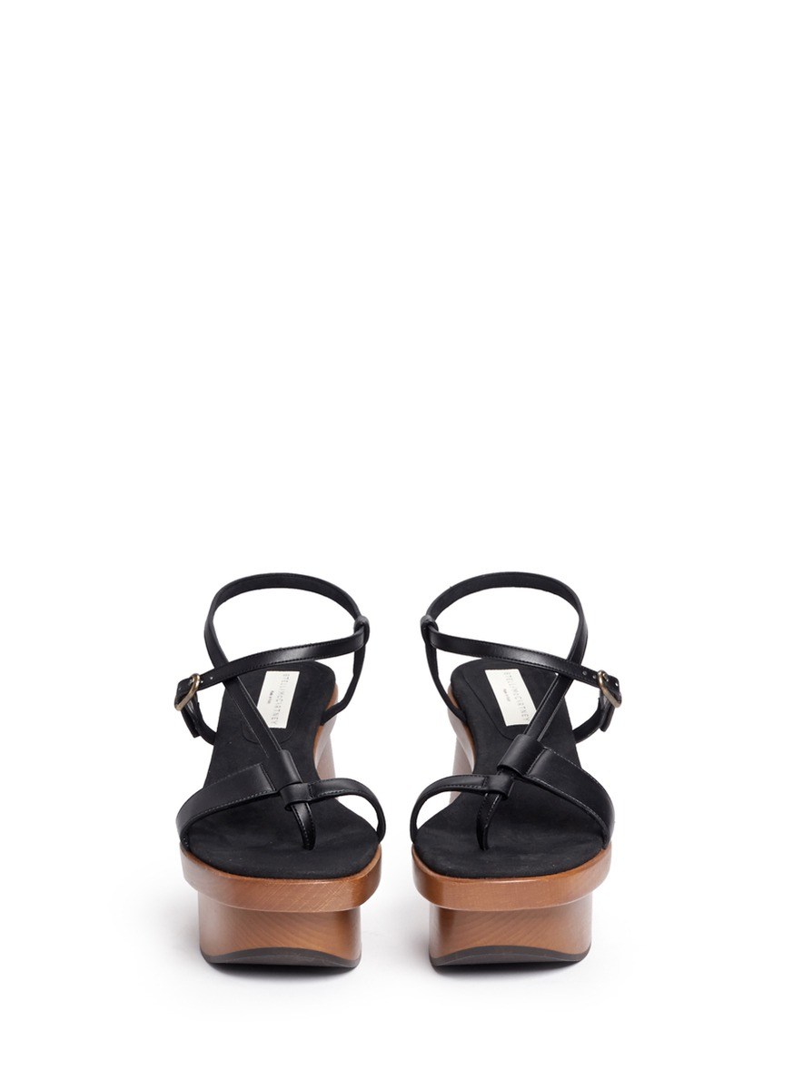 Stella McCartney Chunky Wooden Heel Platform Sandals in Black - Lyst