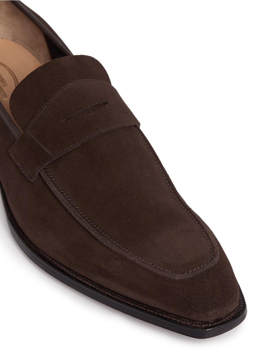 George Cleverley 'george' Suede Penny Loafers in Chocolate Brown (Brown ...