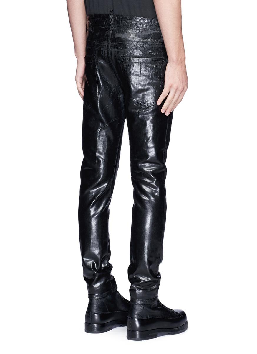 DSquared² Denim 'skater' Laminated Raw Skinny Jeans in Black - Lyst