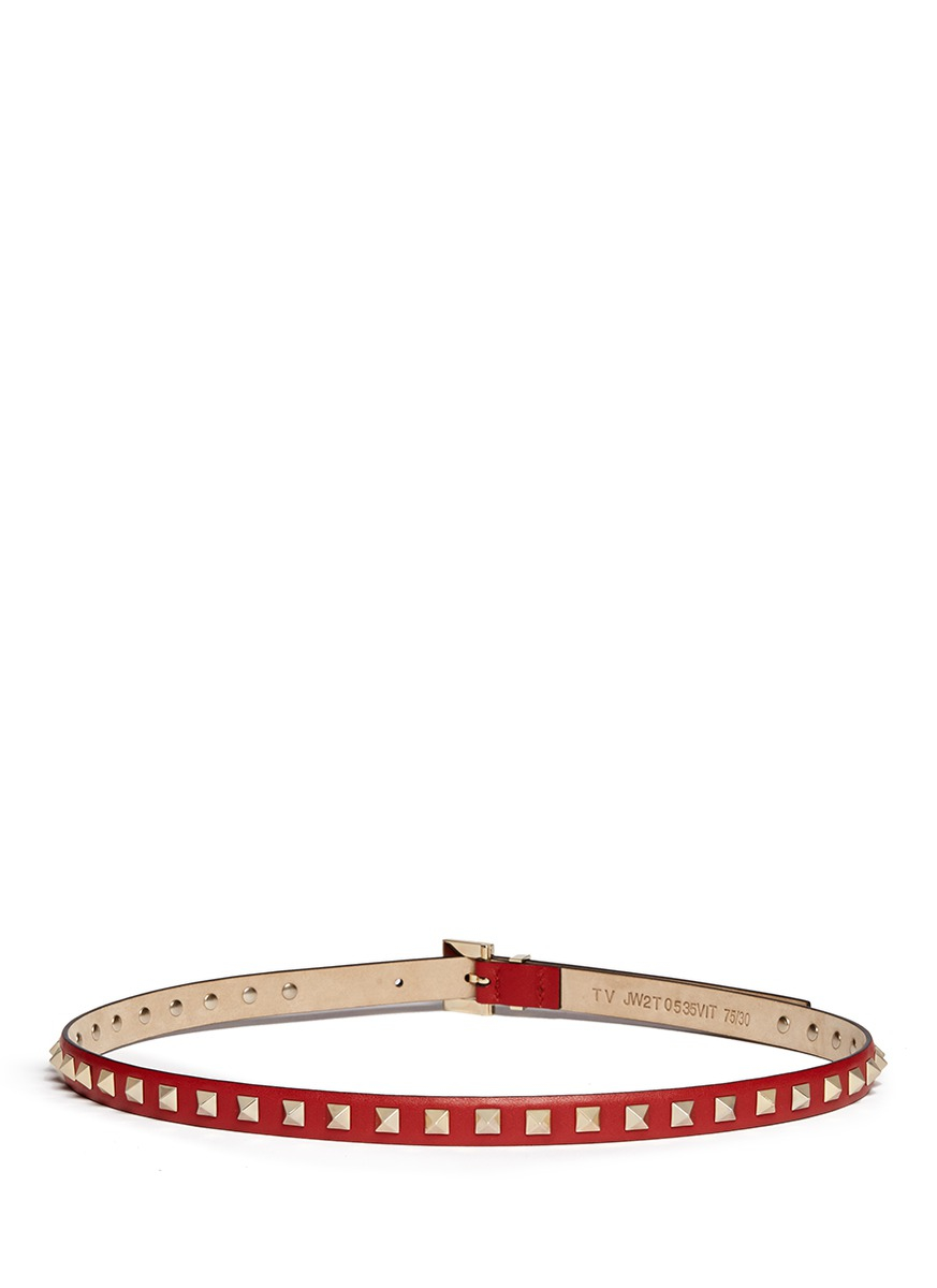 Lyst - Valentino 'rockstud' Leather Belt in Red