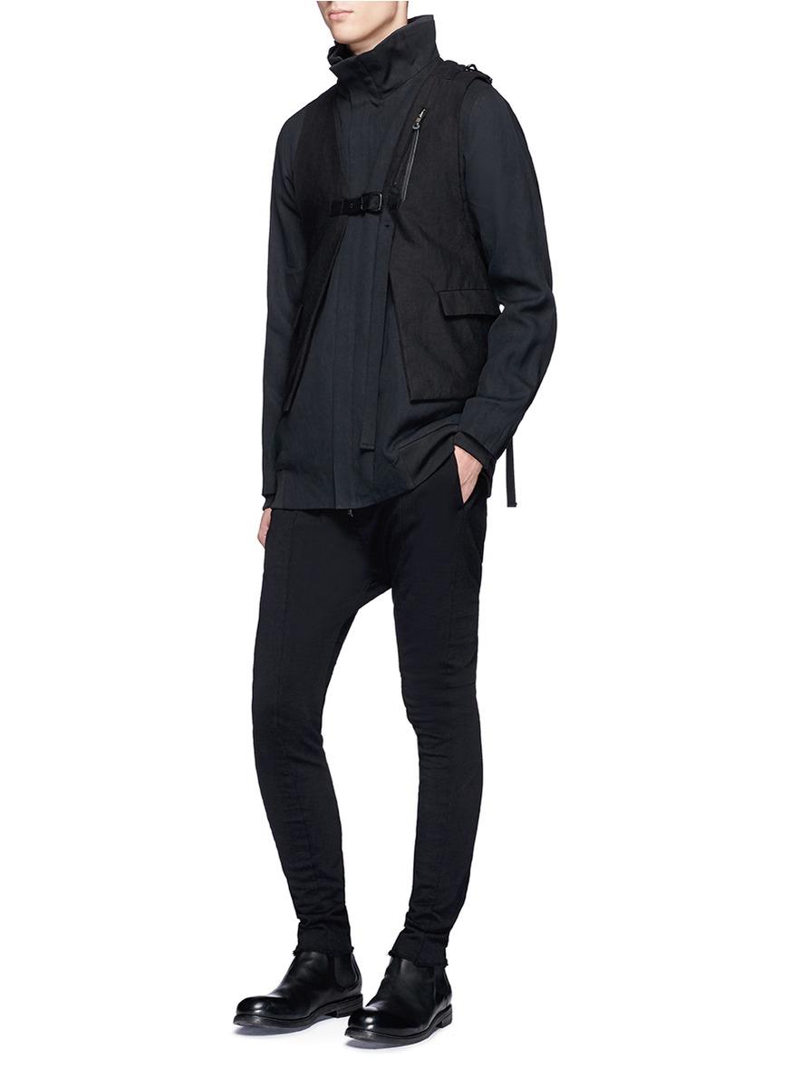 The viridi-anne Linen Hopsack Backpack Vest in Black for Men | Lyst