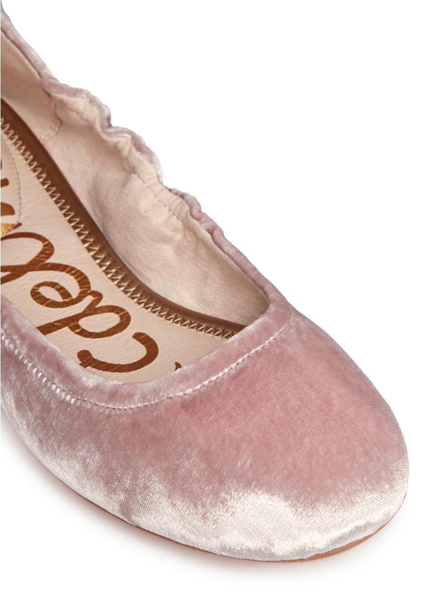 Sam Edelman fallon Ribbon Tie Velvet Ballet Flats in Pink Lyst