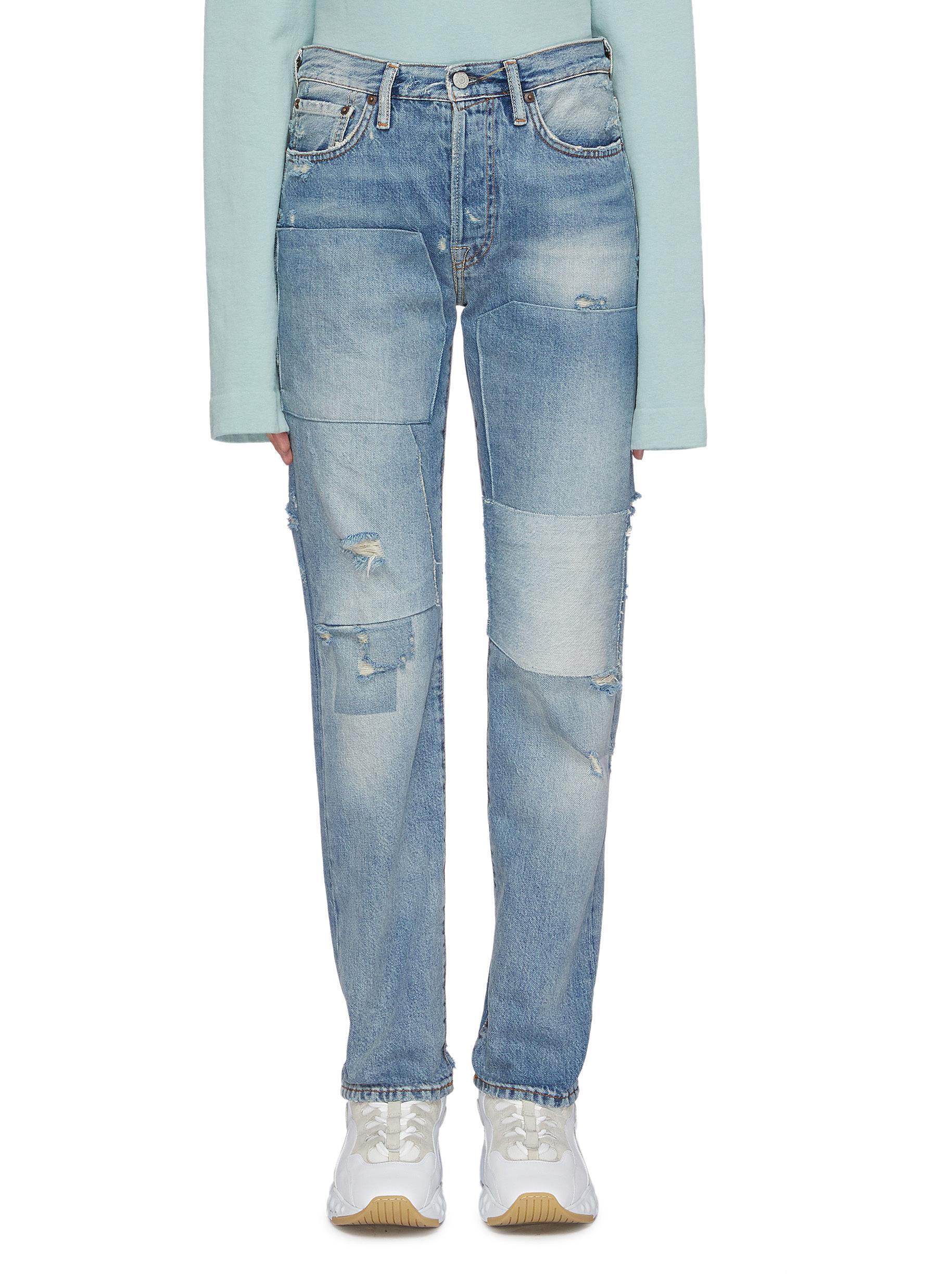Acne Studios Patchwork Distressed Jeans in Blue | Lyst