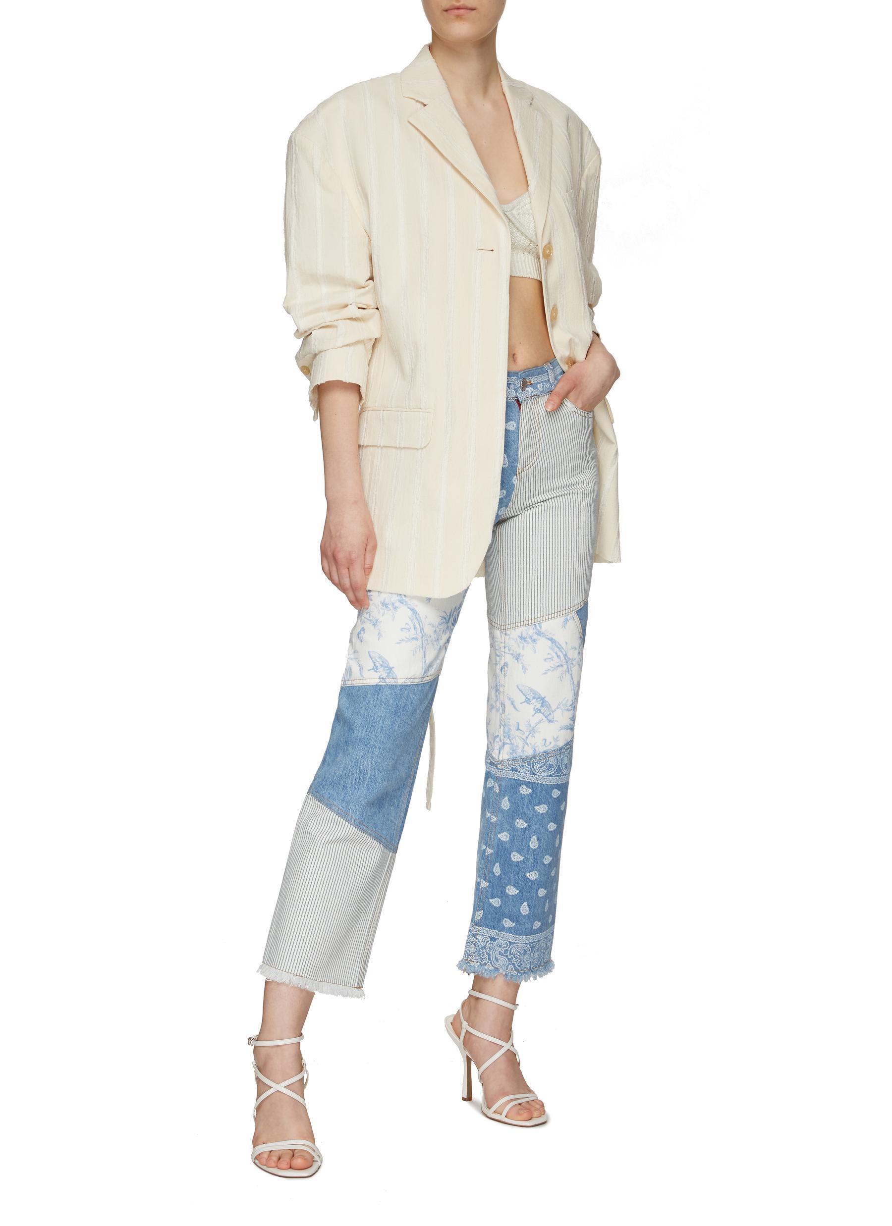 High Rise Patchwork Boyfriend Jeans 