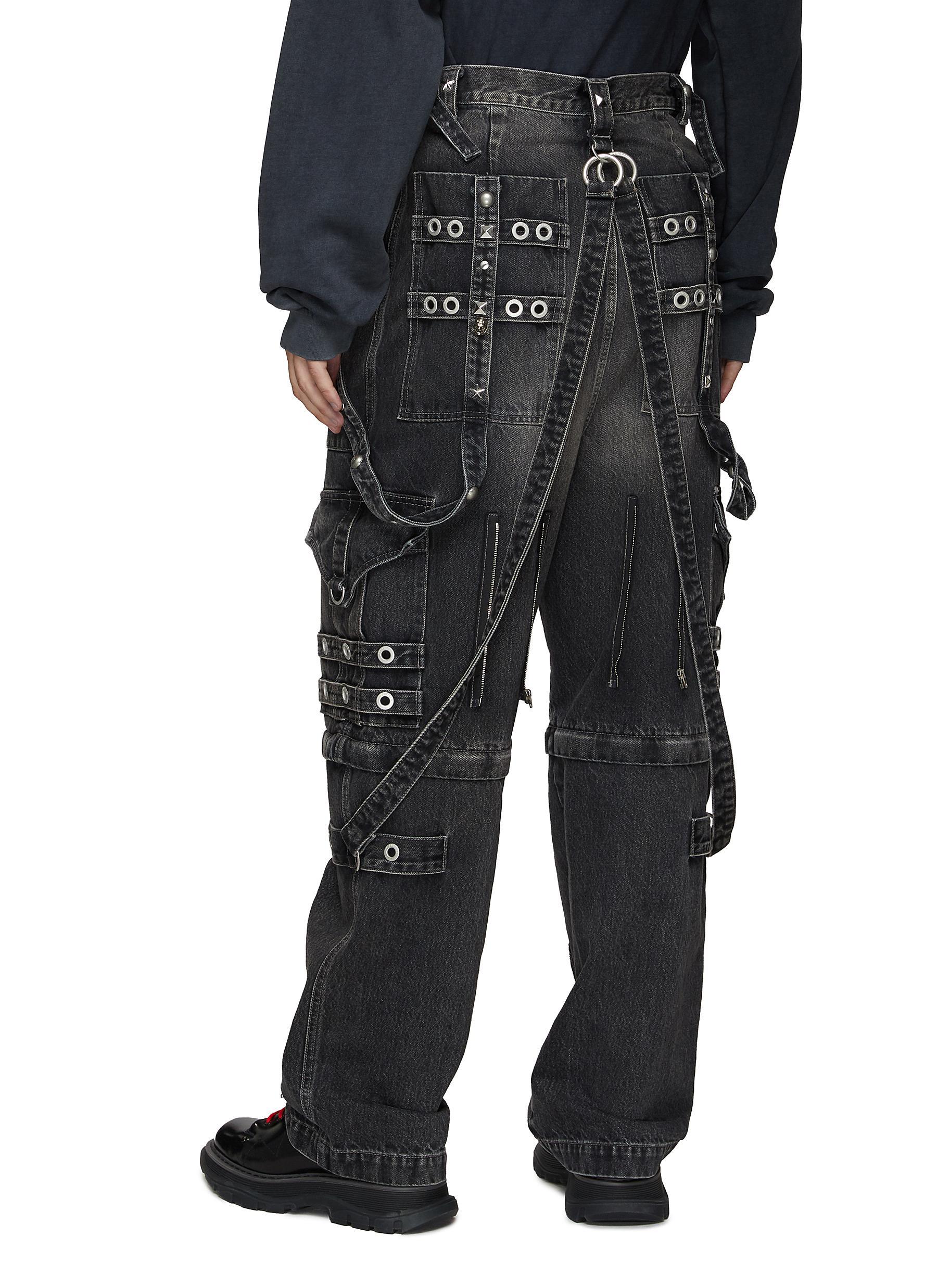 Balenciaga Convertible Strap Detail Raver baggy Jeans in Black for Men |  Lyst