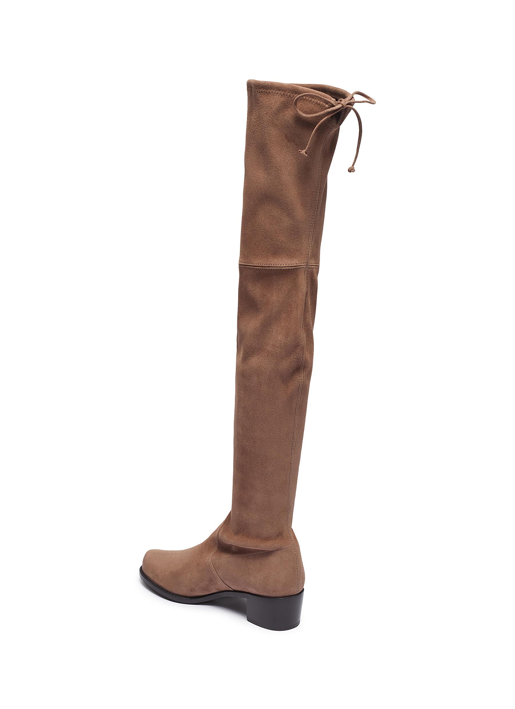 Stuart Weitzman 'midland' Stretch Suede Thigh High Boots in Brown - Lyst