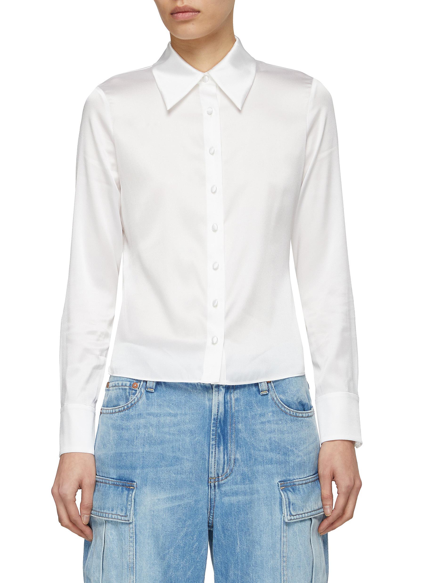 Alice + Olivia 'willa' 1970's Silky Suiting Shirt in White | Lyst
