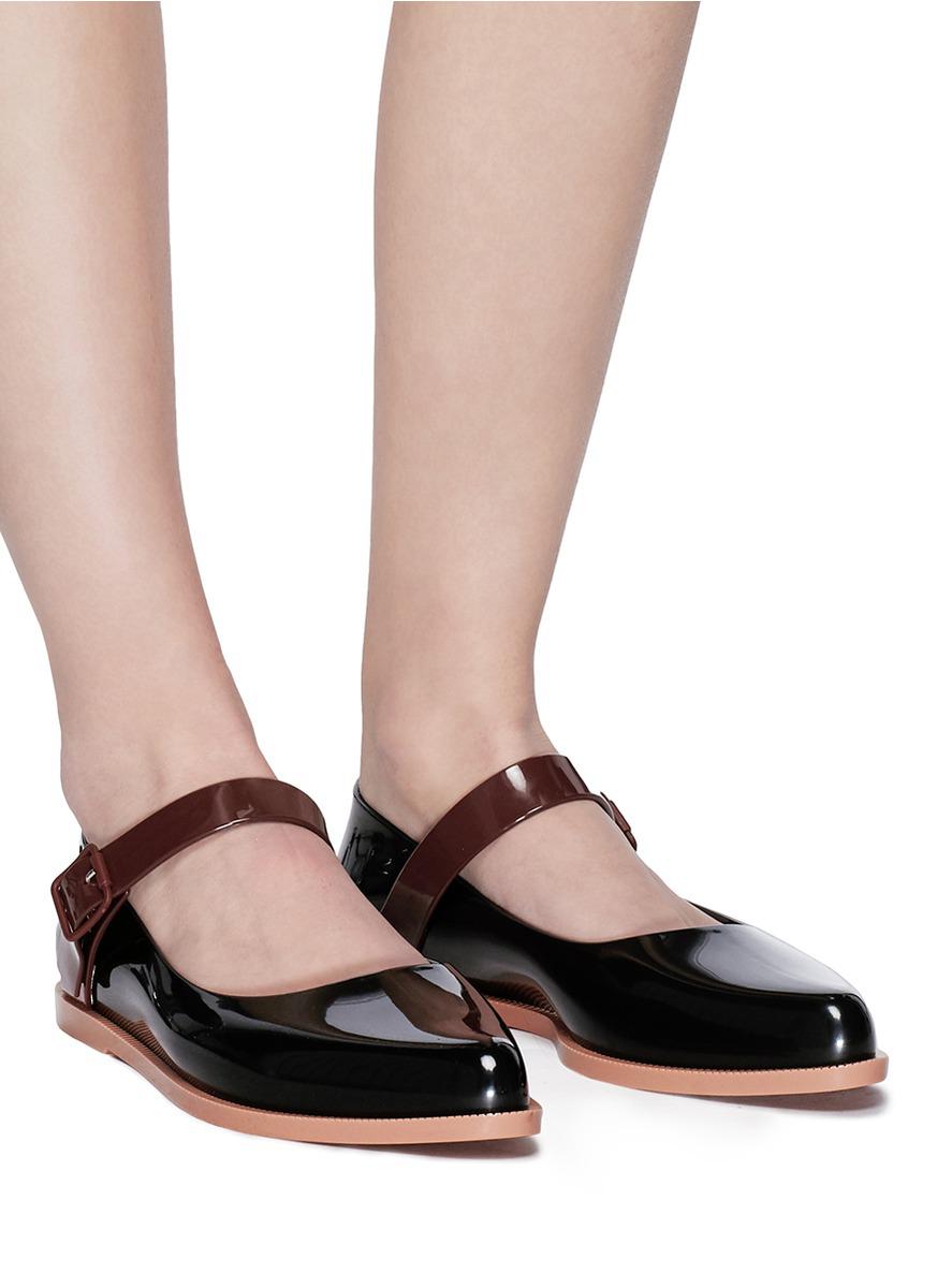 Melissa Rubber Pvc Mary Jane Flats  in Black Lyst