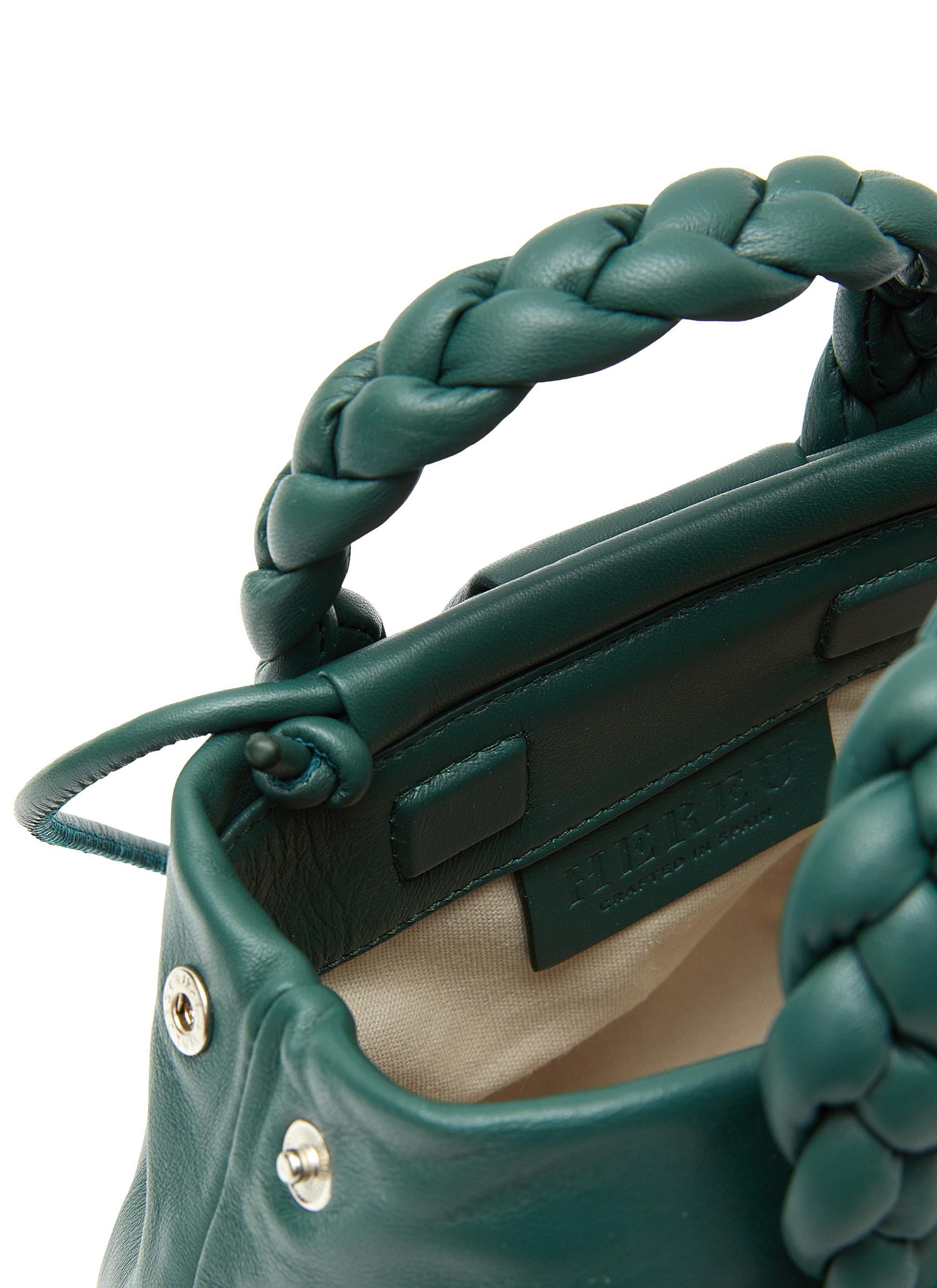 Hereu Women's Green 'bombon' Braided Handle Leather Crossbody Bag