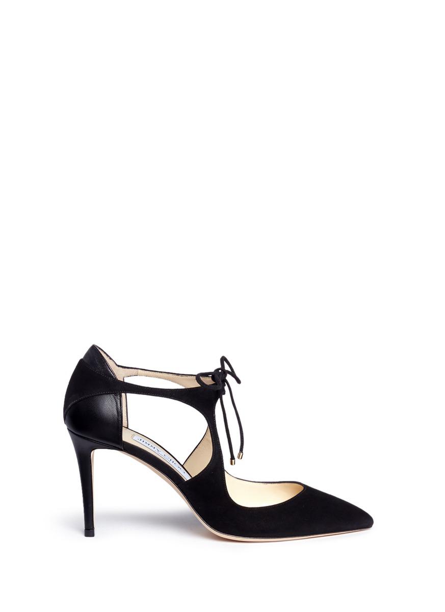 Jimmy Choo �vanessa 85� Cutout Suede And Leather Pumps in Jimmy Choo �vanessa 85� Cutout Suede And Leather Pumps in