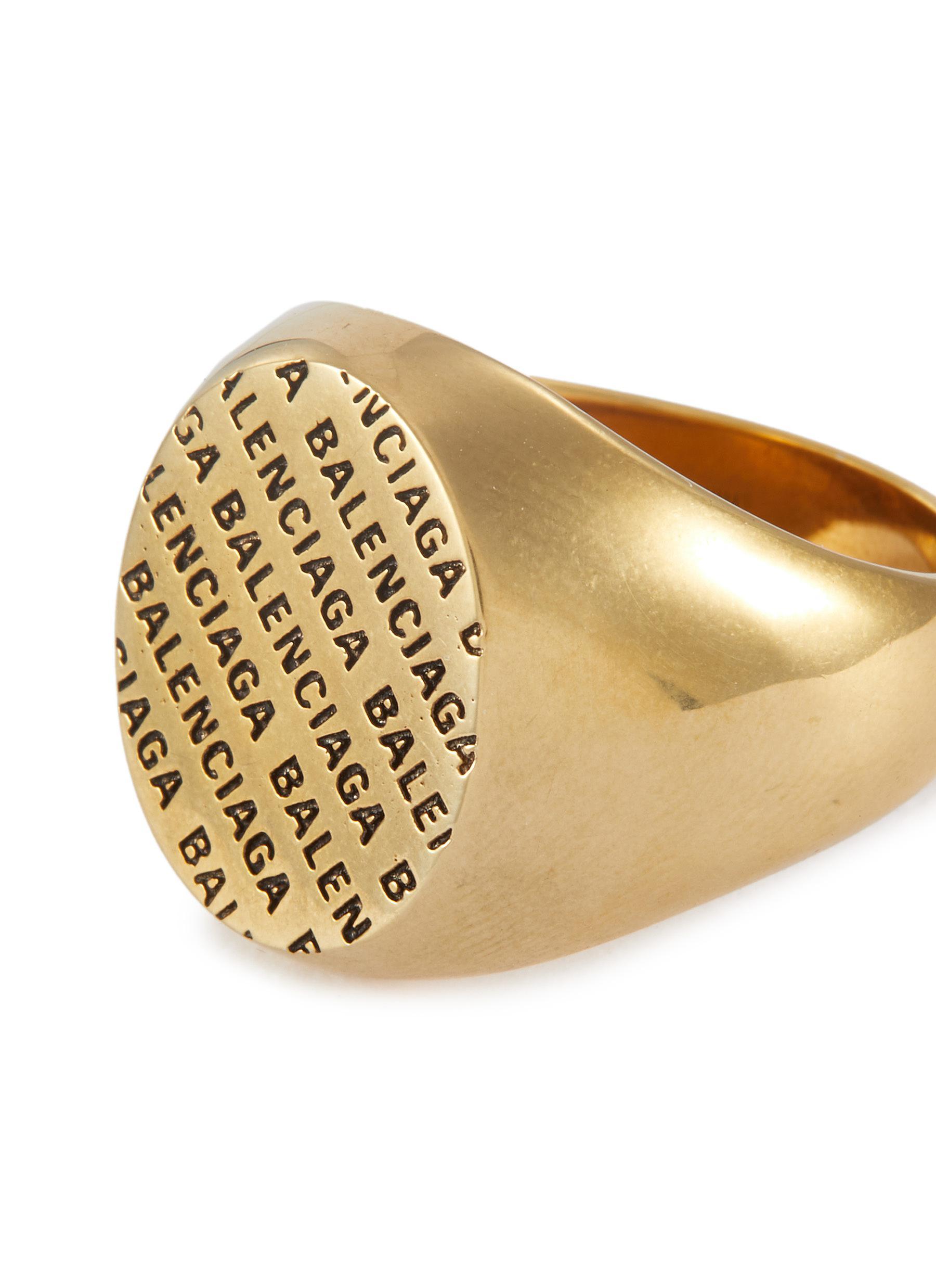 Balenciaga Logo Engraved Sovereign Ring in Gold (Metallic) for Men Lyst
