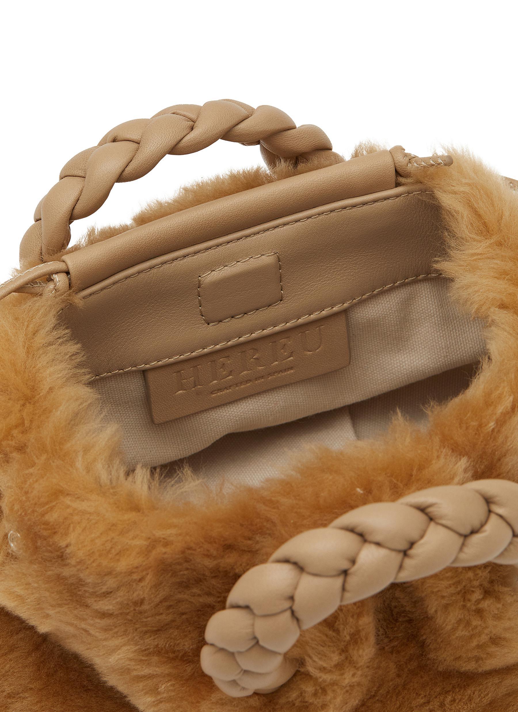 $376 Hereu Women's Yellow Bombon Leather Braided Top-Handle Crossbody Bag