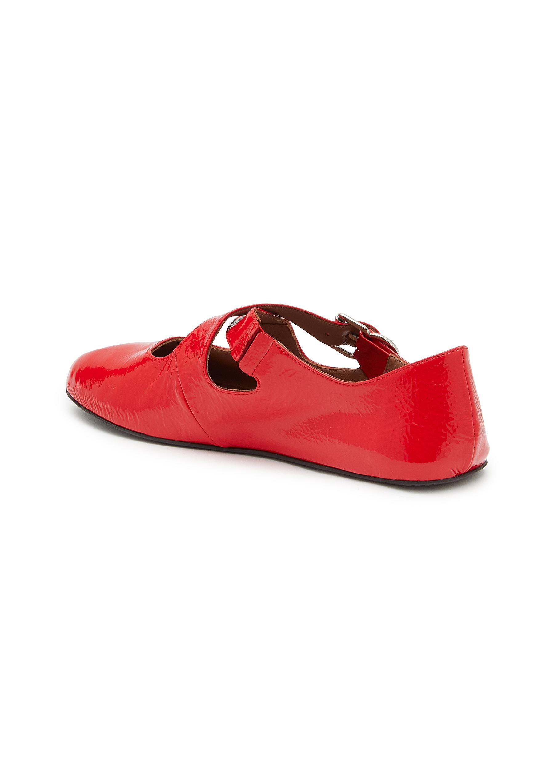 Ala a Crinkle Effect Patent Leather Ballerina Flats in Red Lyst