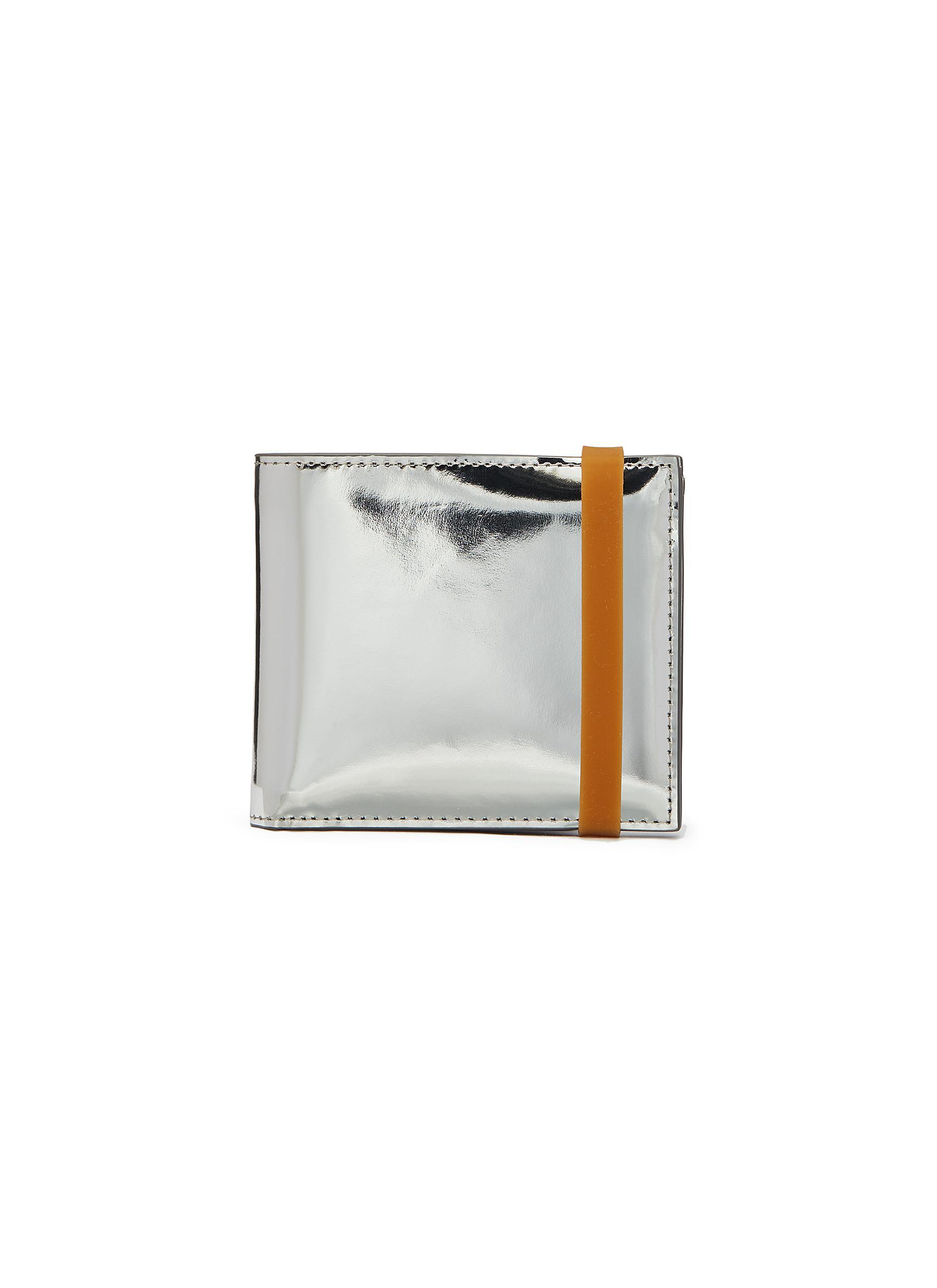 Helmut Lang Rubber Band Mirror Leather Bifold Wallet in Metallic - Lyst