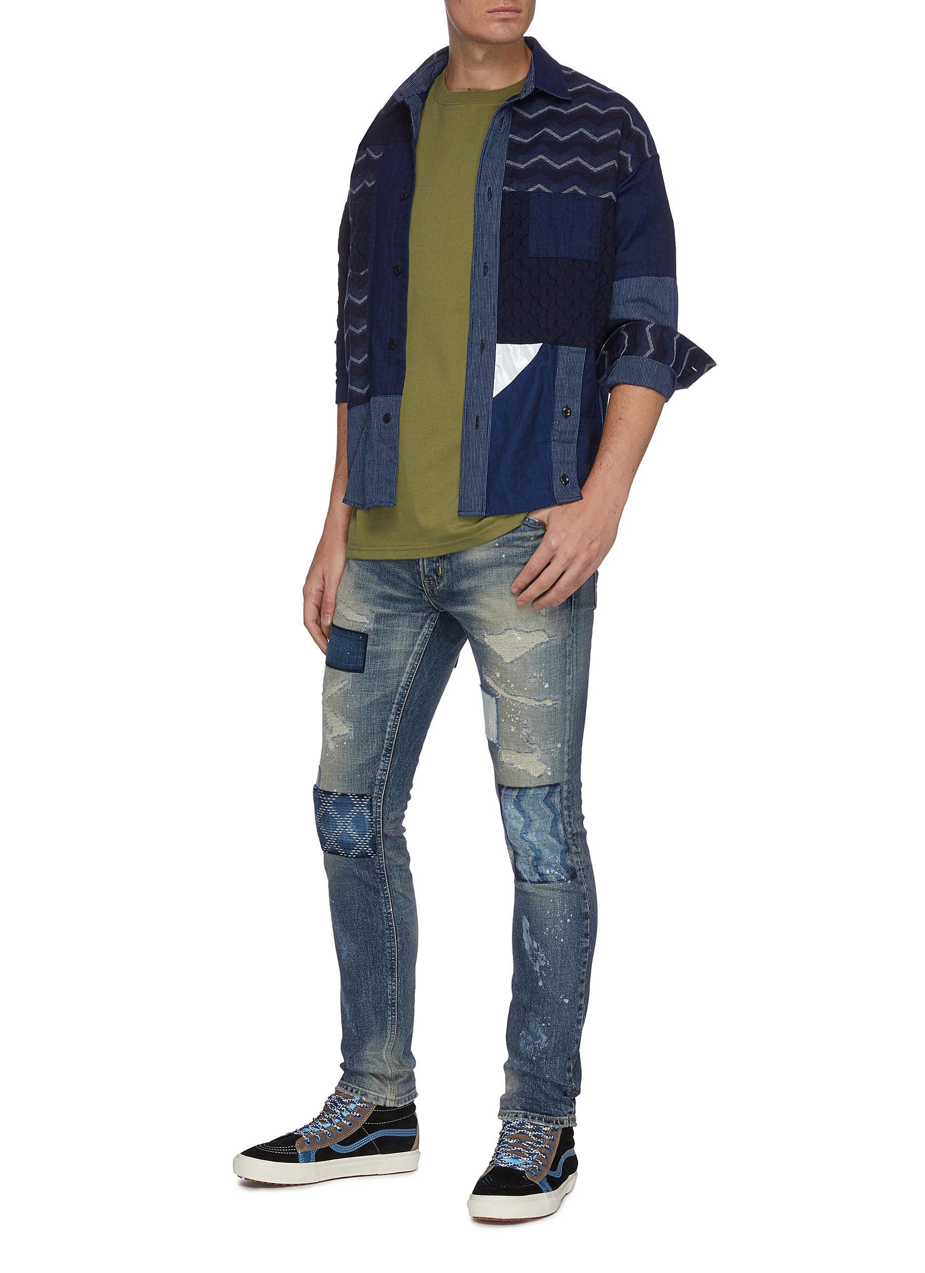 Download FDMTL Denim Rip And Repair Boro Patchwork Skinny Jeans in ...