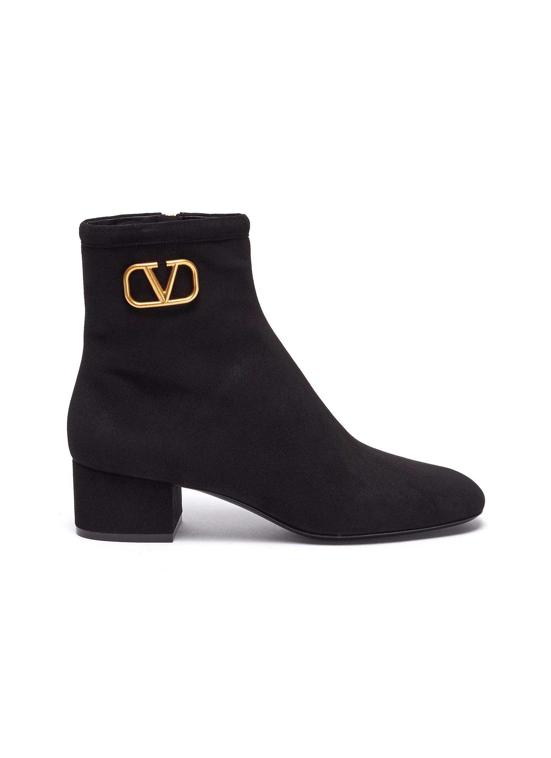 Valentino Garavani V-logo Suede Ankle Boots | Lyst