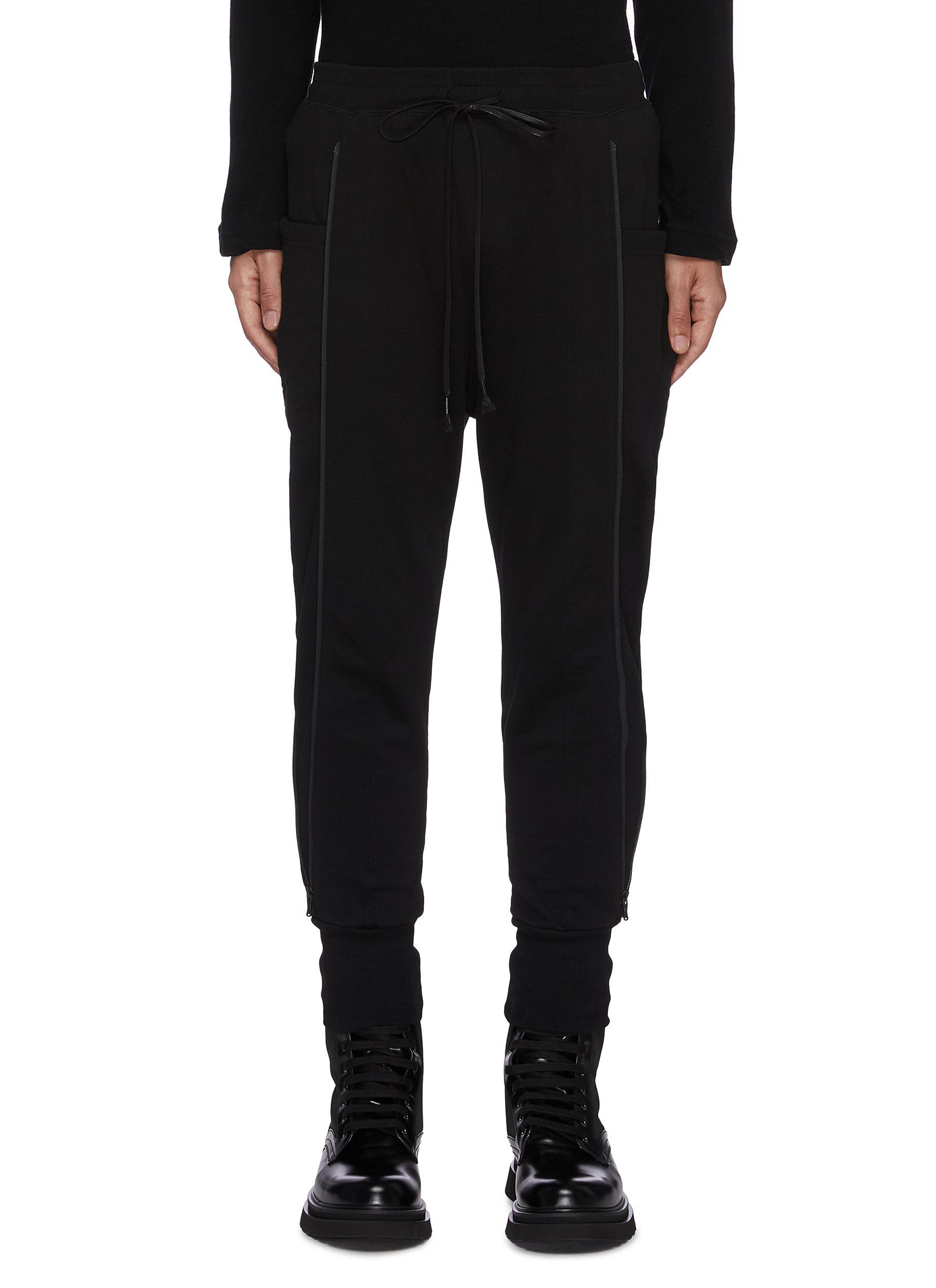 The Viridi-anne Cotton Zipped Outseam Tapered jogging Pants in Black ...