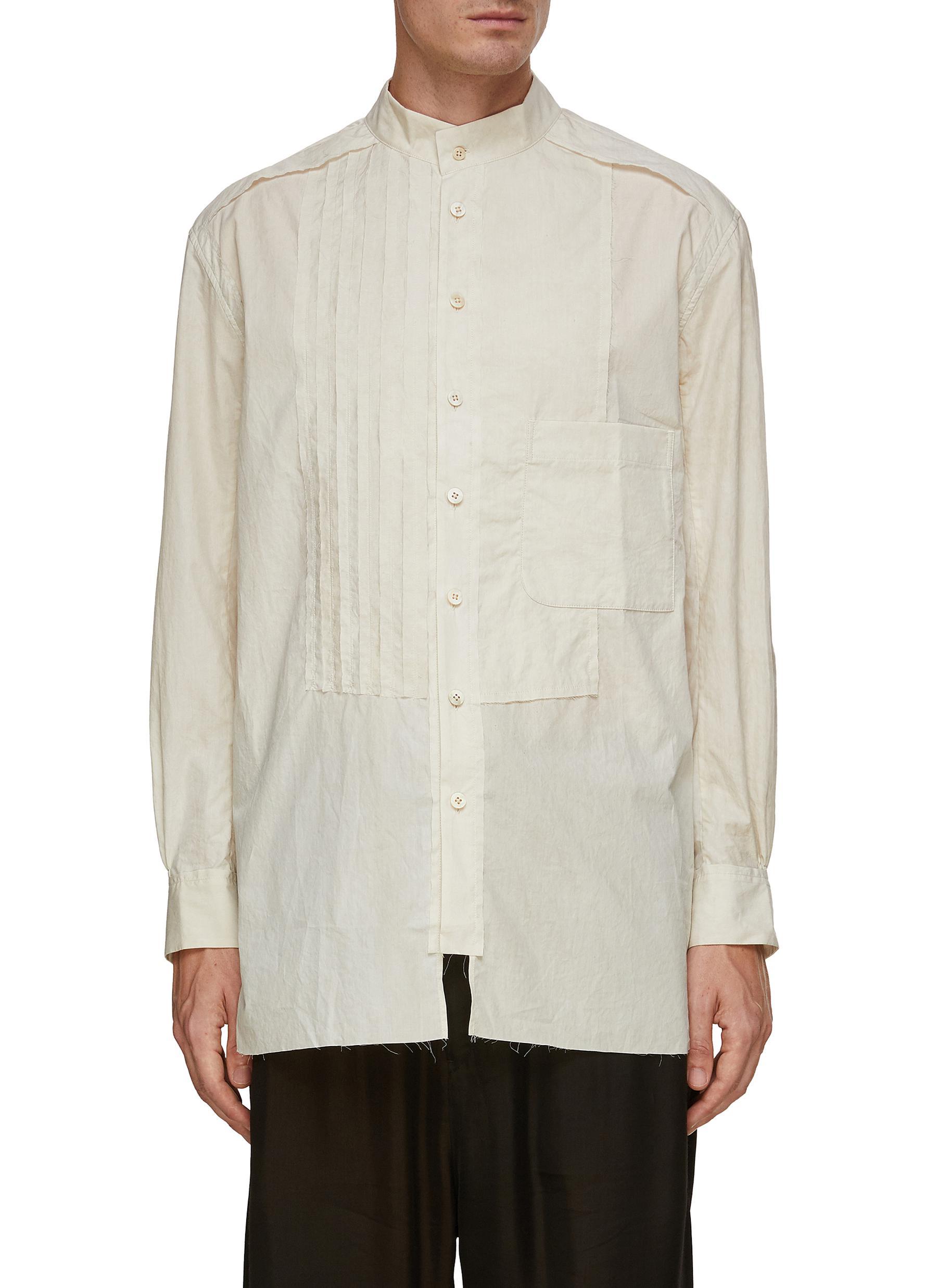 Ziggy Chen Asymmetric Stripe Collage Shirt in White for Men | Lyst