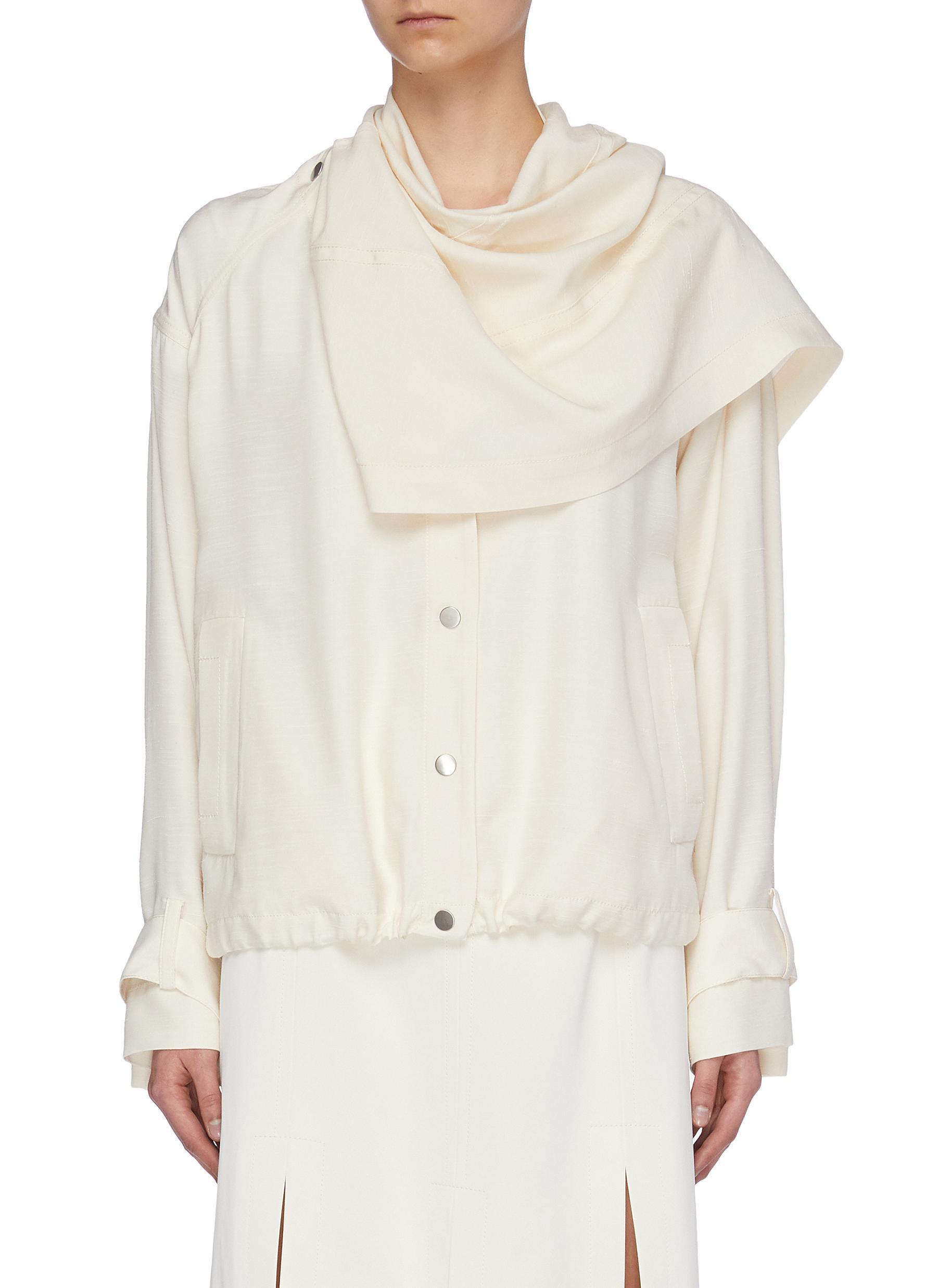 3.1 Phillip Lim Synthetic Detachable Scarf Panel Sateen Jacket in White for  Men - Lyst