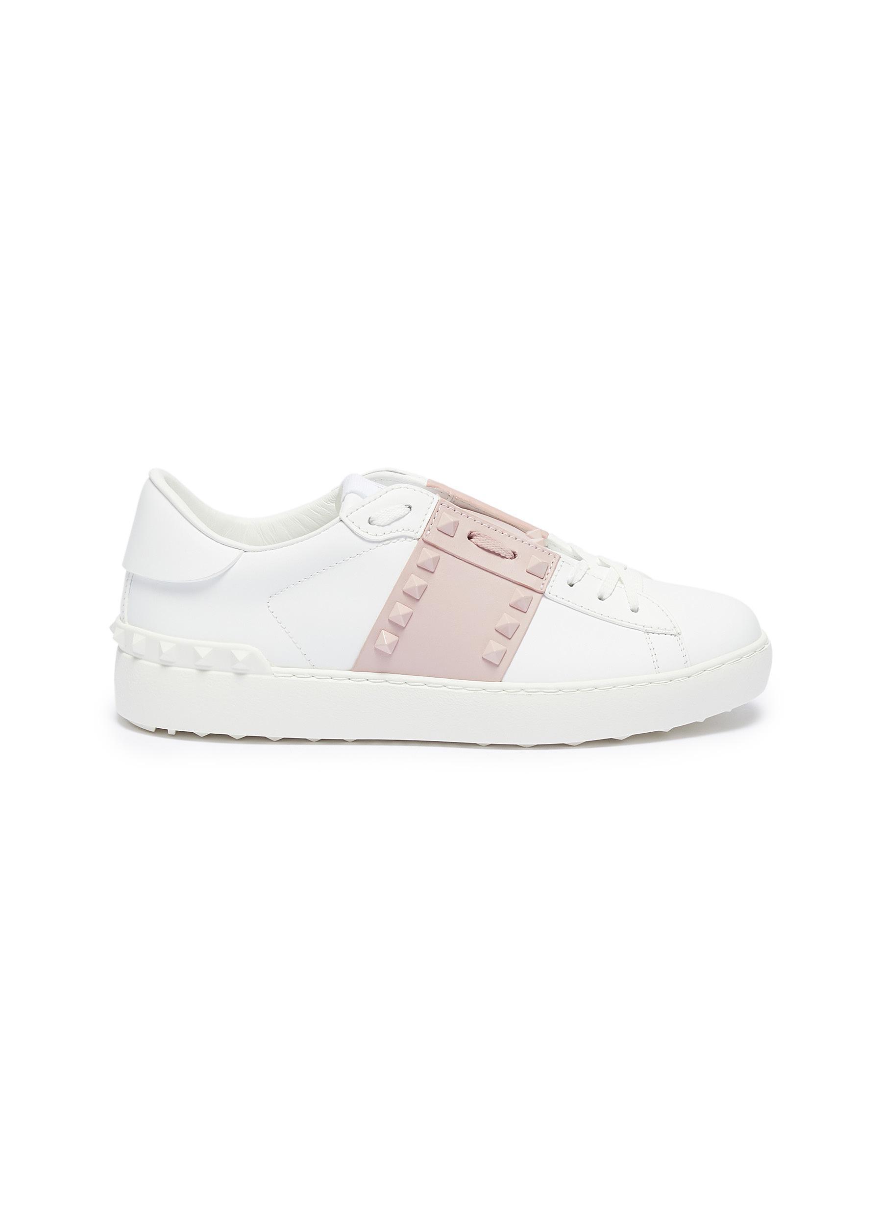 Mindre end Udstråle Bred rækkevidde Valentino 'rockstud Untitled 11' Colourblock Leather Sneakers in White /  Rose Pink (White) - Lyst