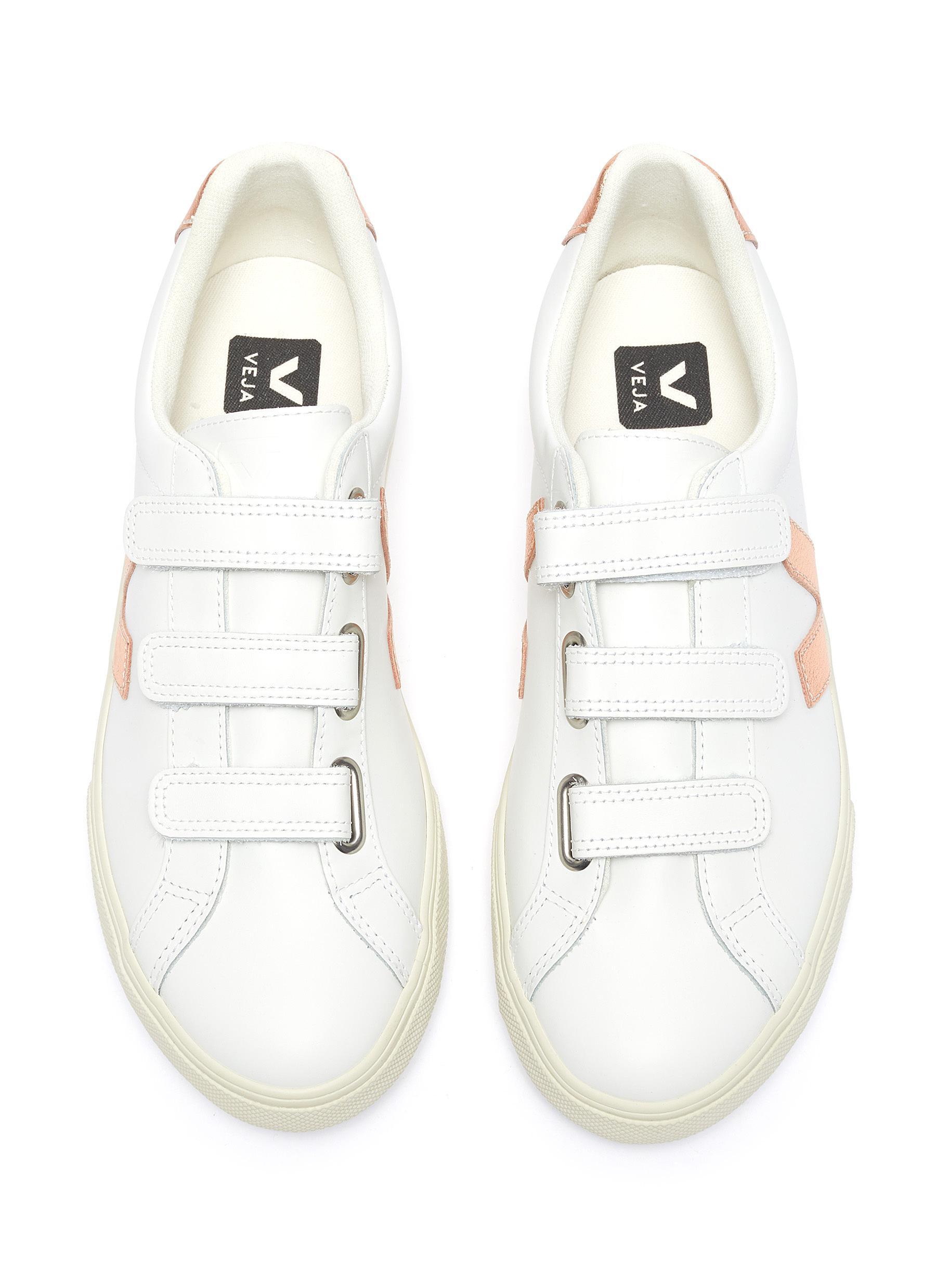 Veja 3-lock' Triple Velcro Strap Leather Sneakers in White | Lyst