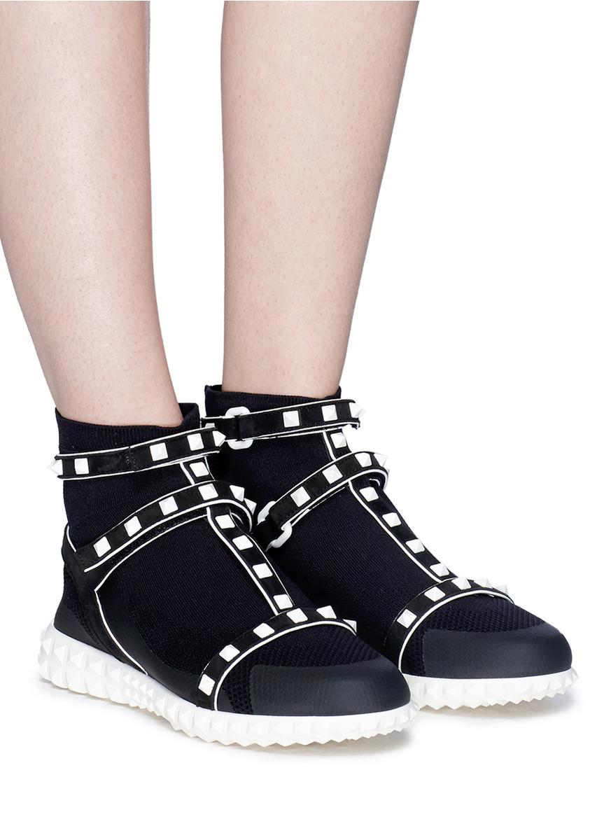 valentino rockstud sock sneakers