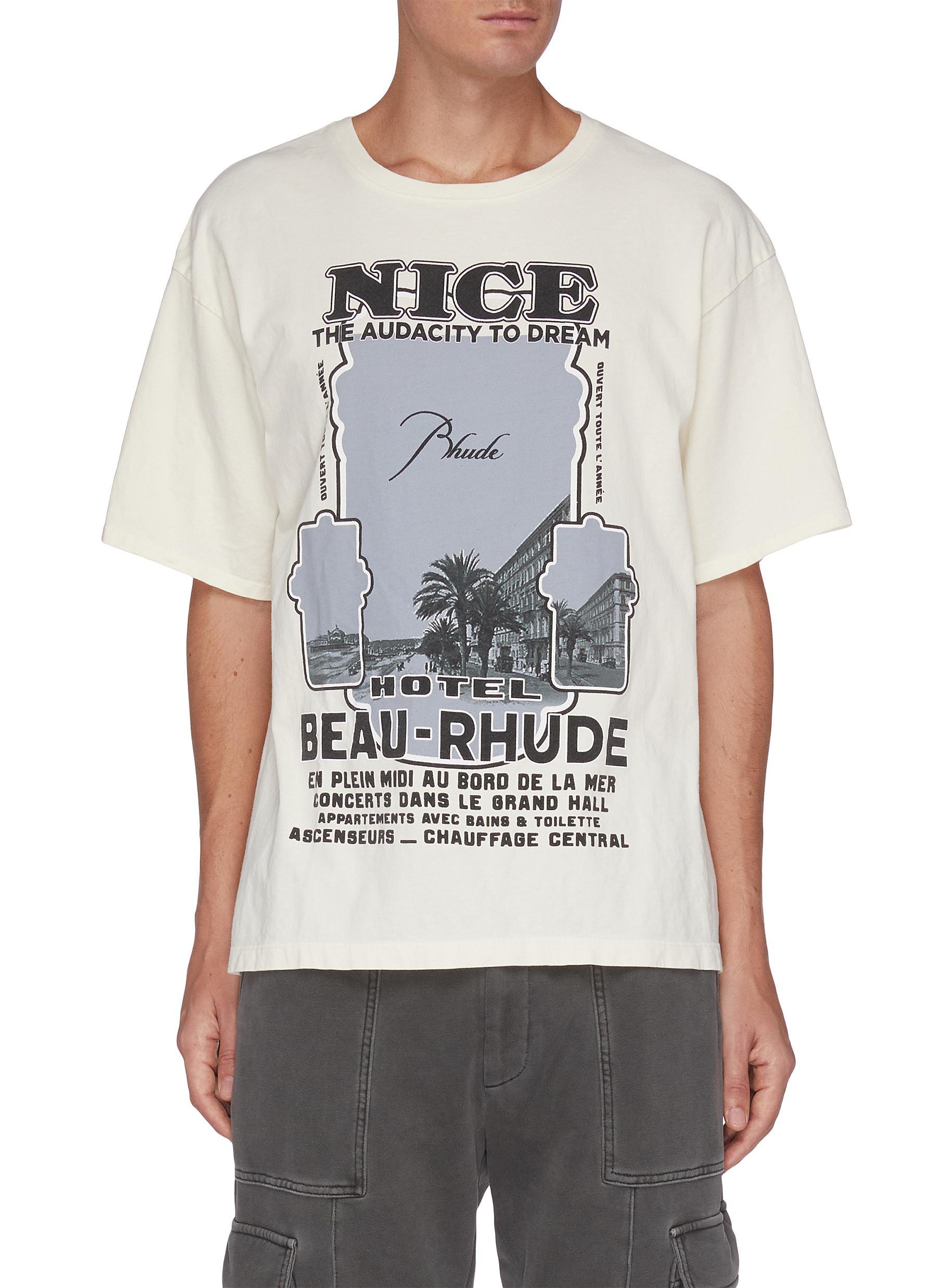 Rhude Hotel Beau- Graphic Print T-shirt for Men | Lyst