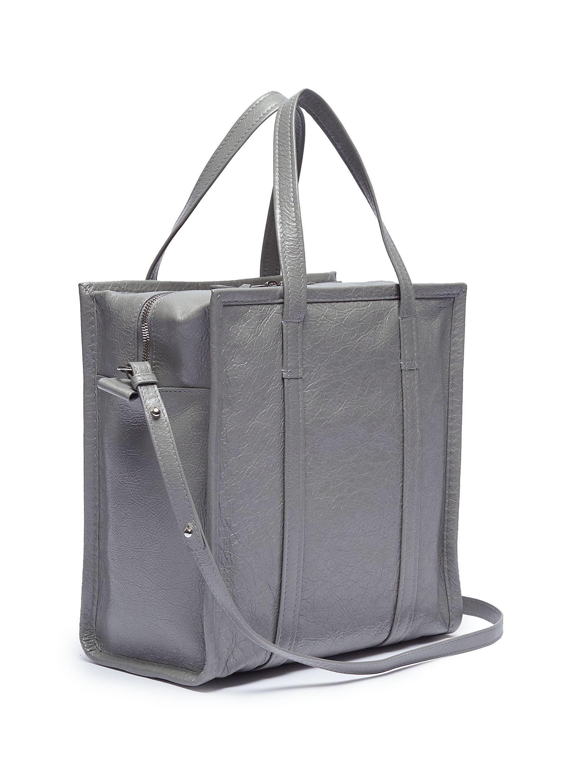 Balenciaga 'bazar Shopper' Small Leather Tote in Grey (Gray) | Lyst