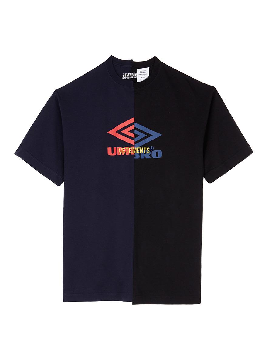 Vetements Cotton 'umbro' Logo Print Patchwork T-shirt in Blue for Men