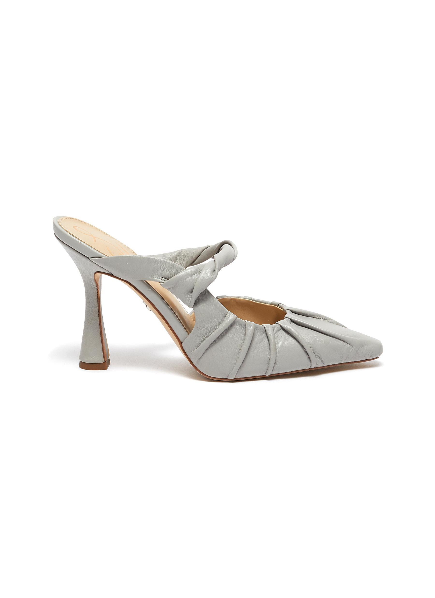 Sam Edelman Grey Tillary' Ruched Leather Mules Women Shoes Tillary' Ruched  Leather Mules in Gray | Lyst