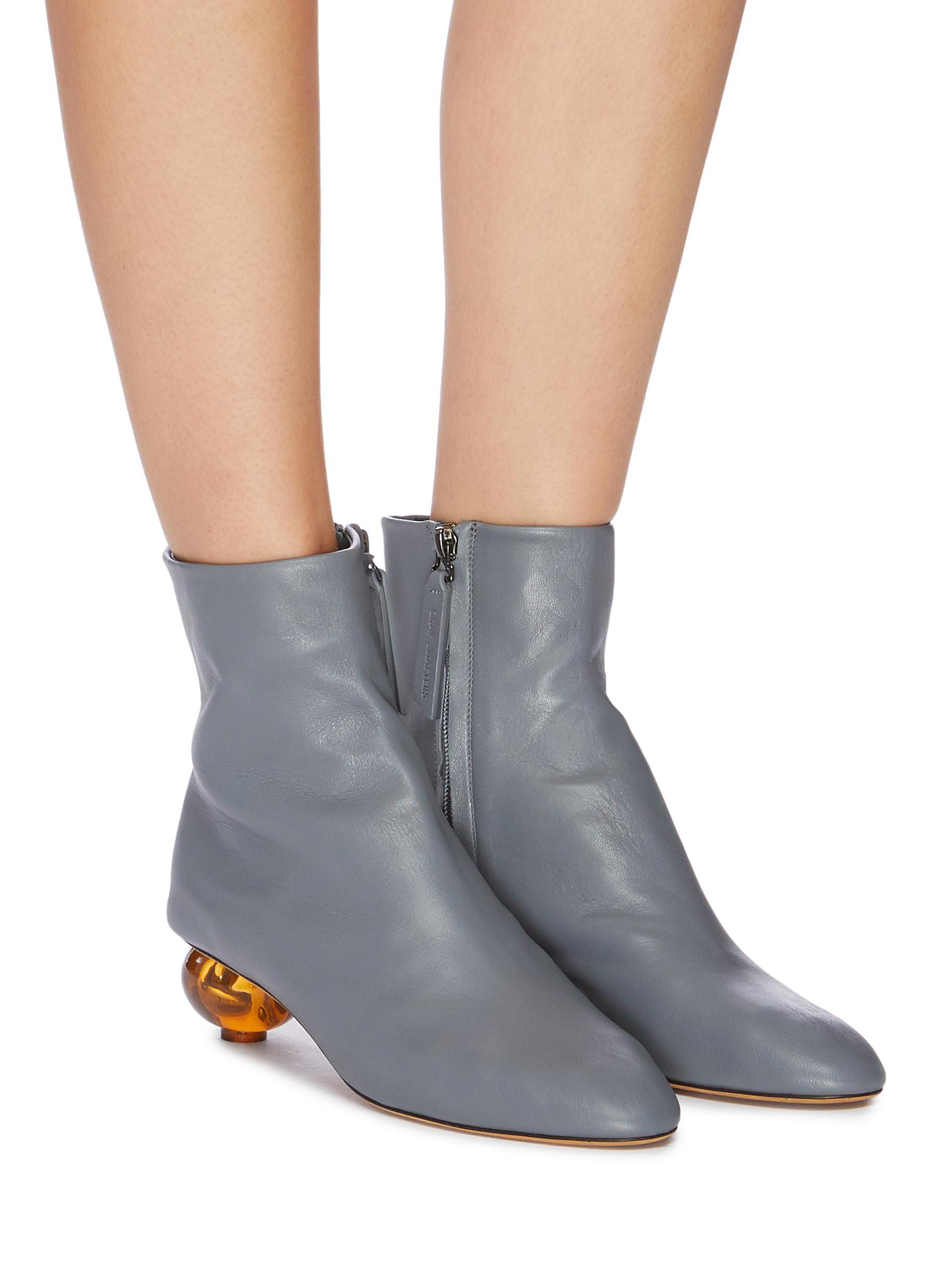 grey ankle boots with heel
