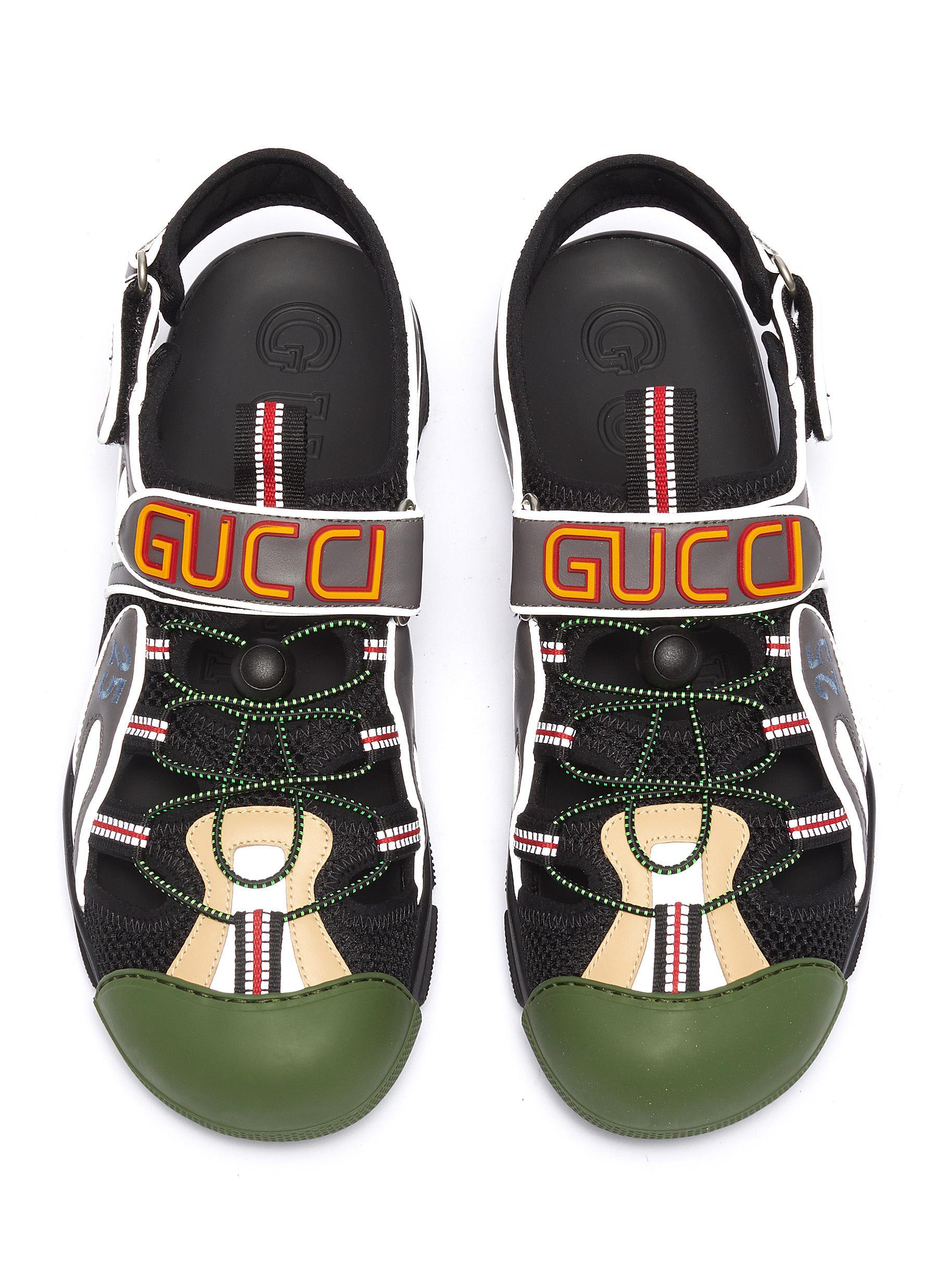 Gucci Tinsel Sandals In Black And Grey for Men | Lyst