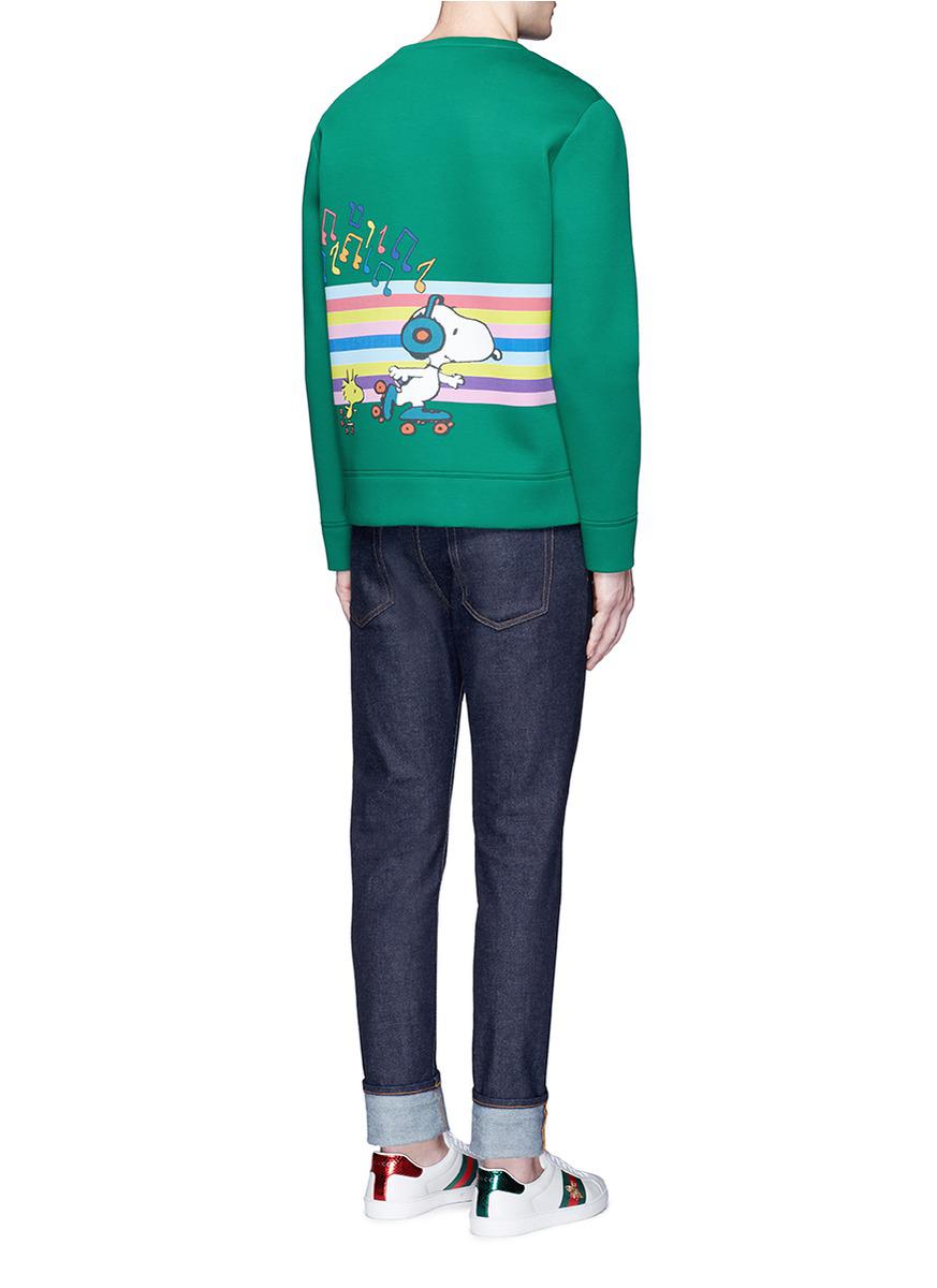 Gucci Snoopy And Tiger Print Sweatshirt in Green for Men | Lyst