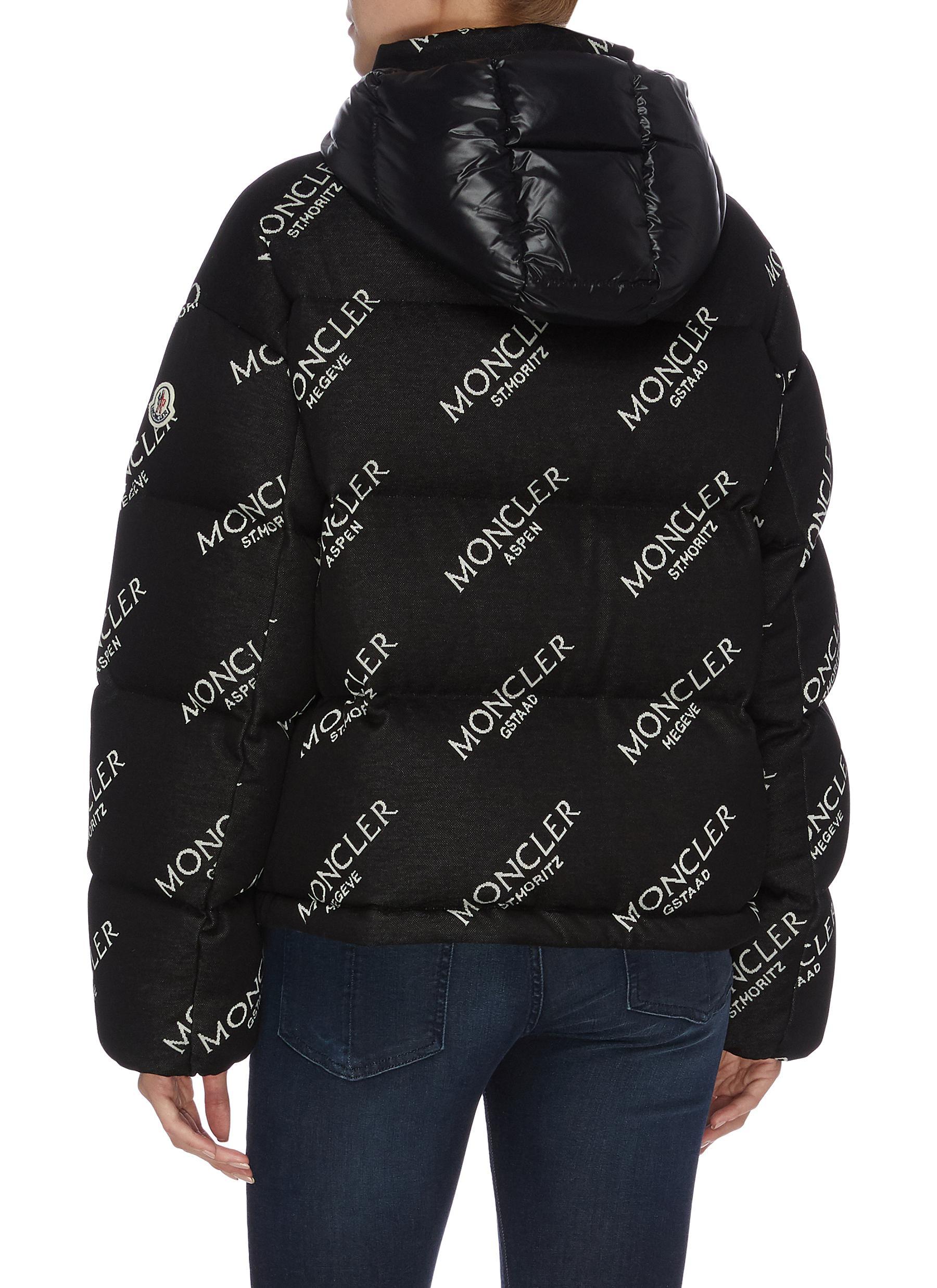 Moncler Cotton Caille Logo Down Jacket in Black - Save 60% | Lyst