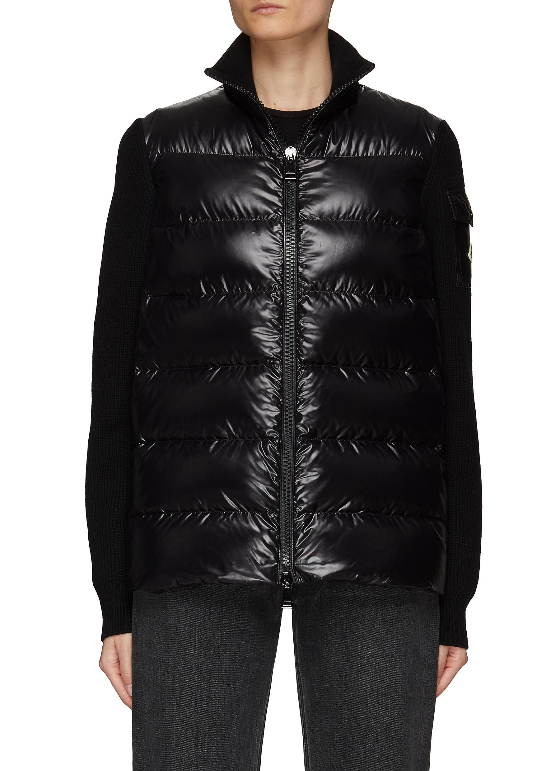 Moncler Long Sleeve Zipped Up Puffer Cardigan in Black | Lyst