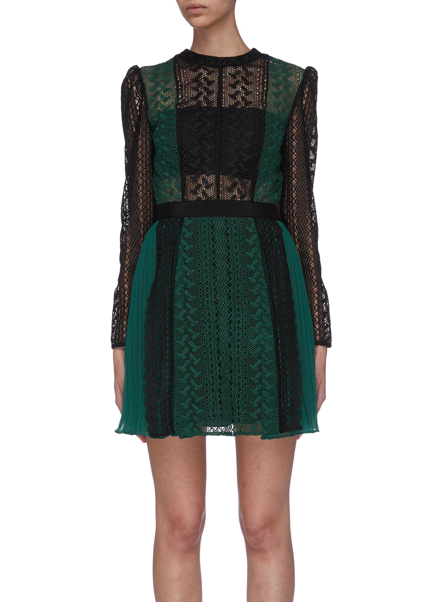 green dress with feather trim Mac Duggal Ieena 2 Sleeveless Feather Trim Dress