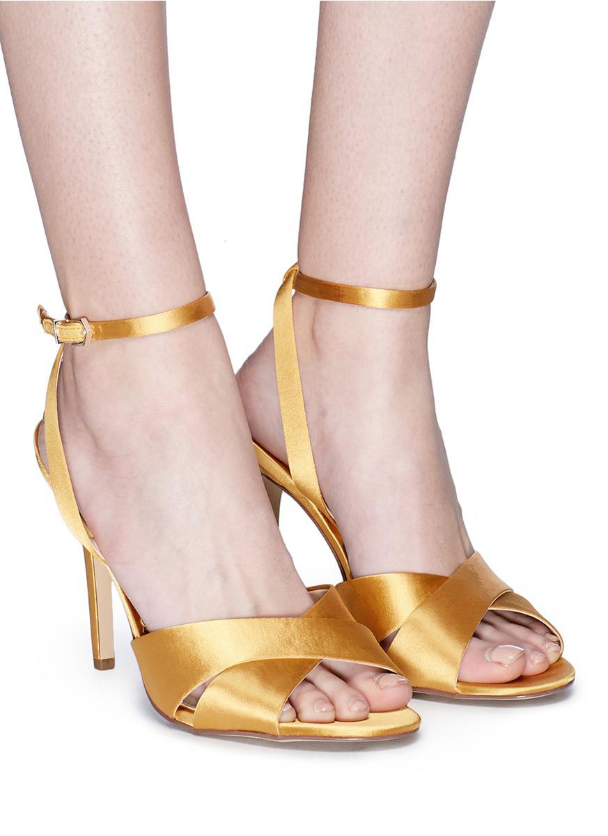 Sam Edelman 'aly' Cross Strap Satin Sandals Lyst Sam Edelman Shoes | Orange Suede Aly Ankle Strap Sandal