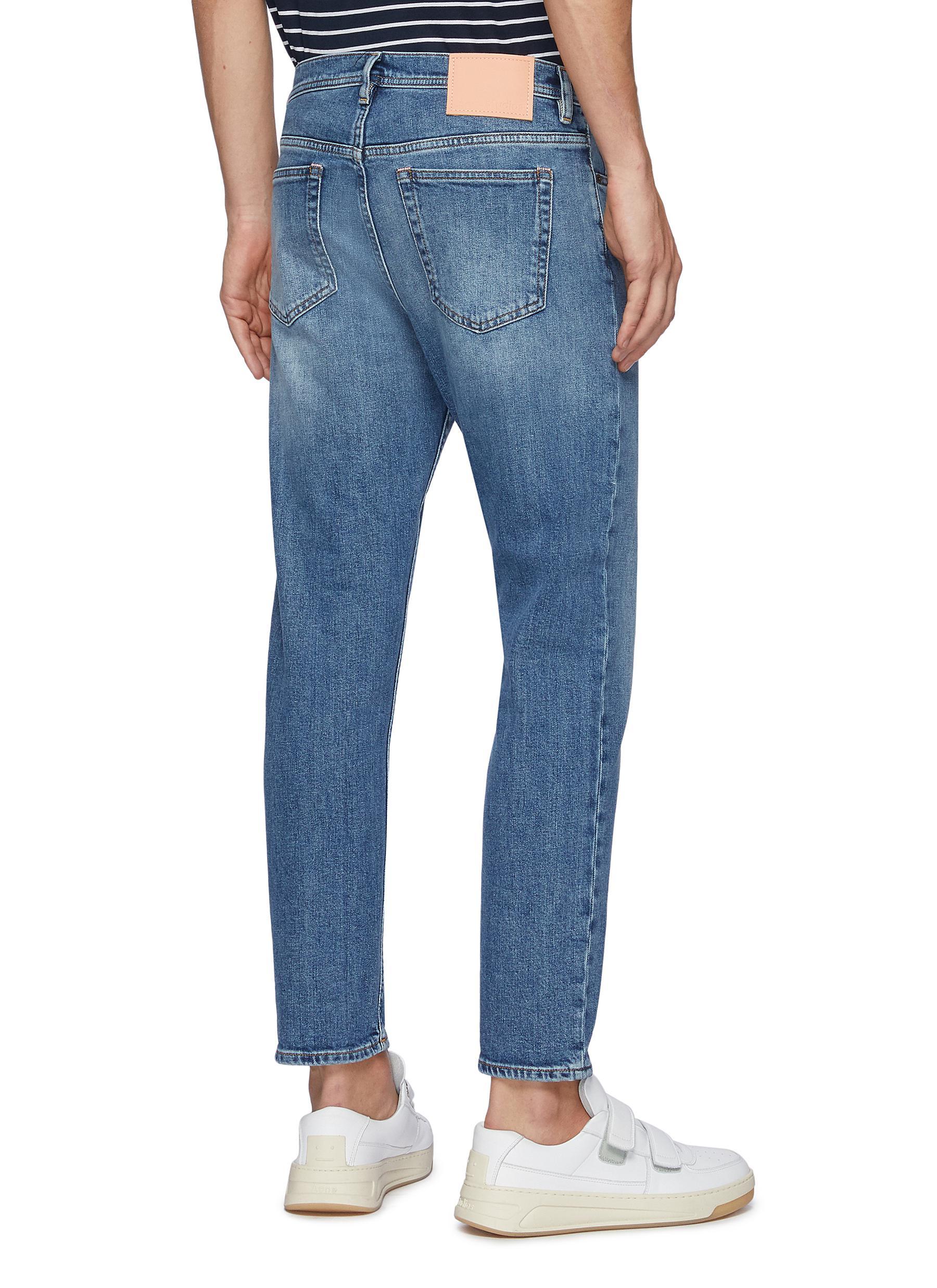 Acne Studios Mid Rise Crop Whiskered Denim Jeans in Blue for Men - Lyst