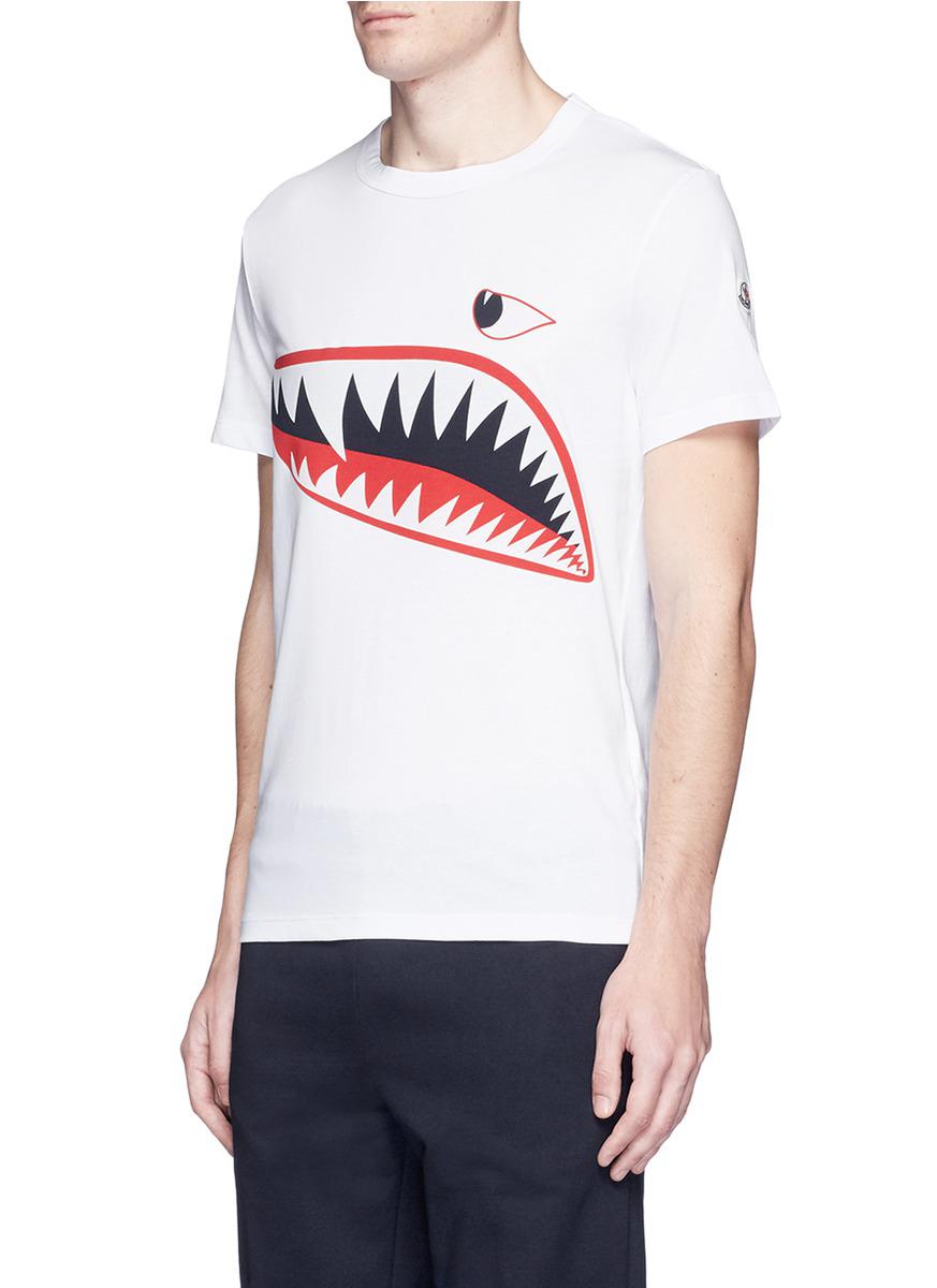 Moncler Shark Face Print Slub Cotton 