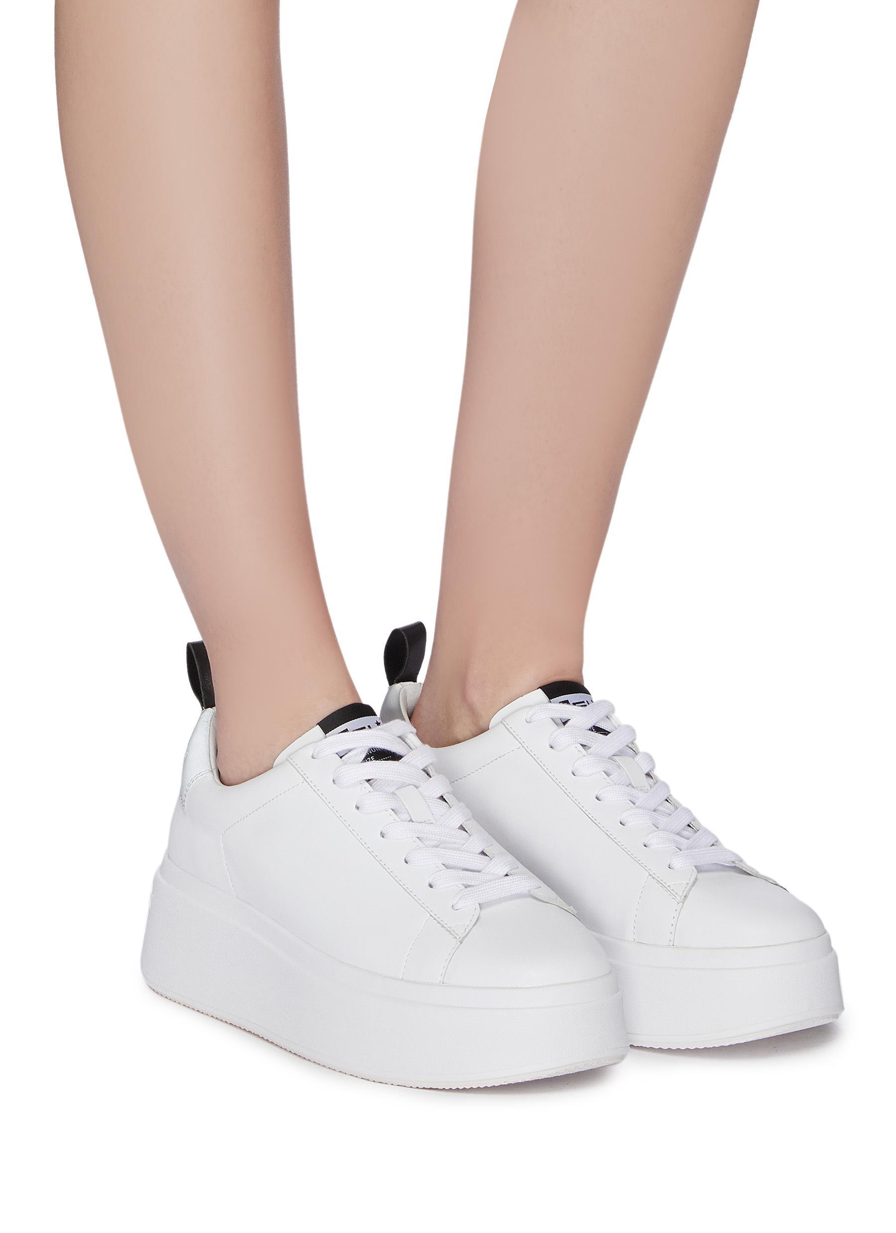 Ash 'moon' Platform Leather Sneakers in White | Lyst