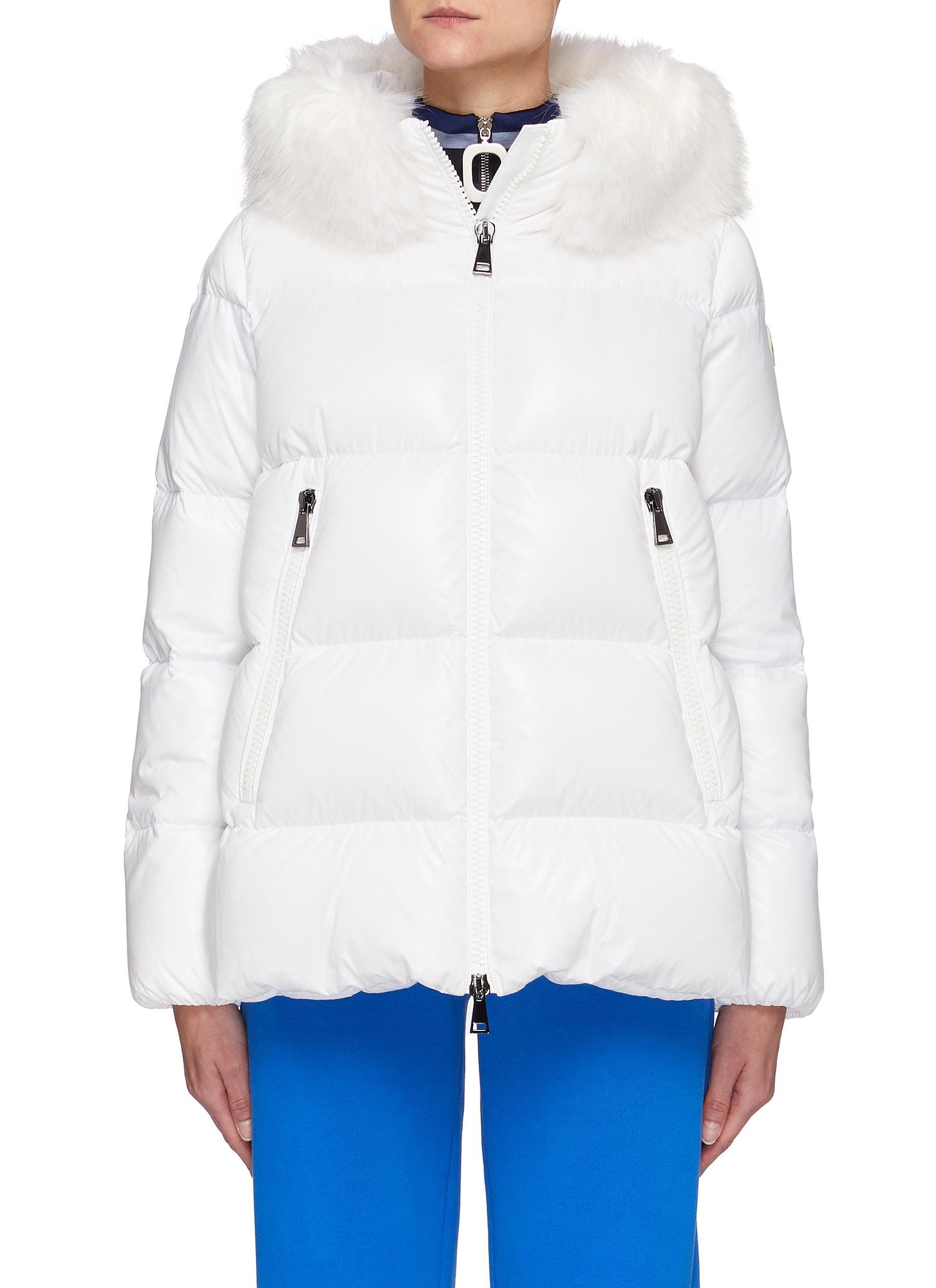 womens white parka fur trim