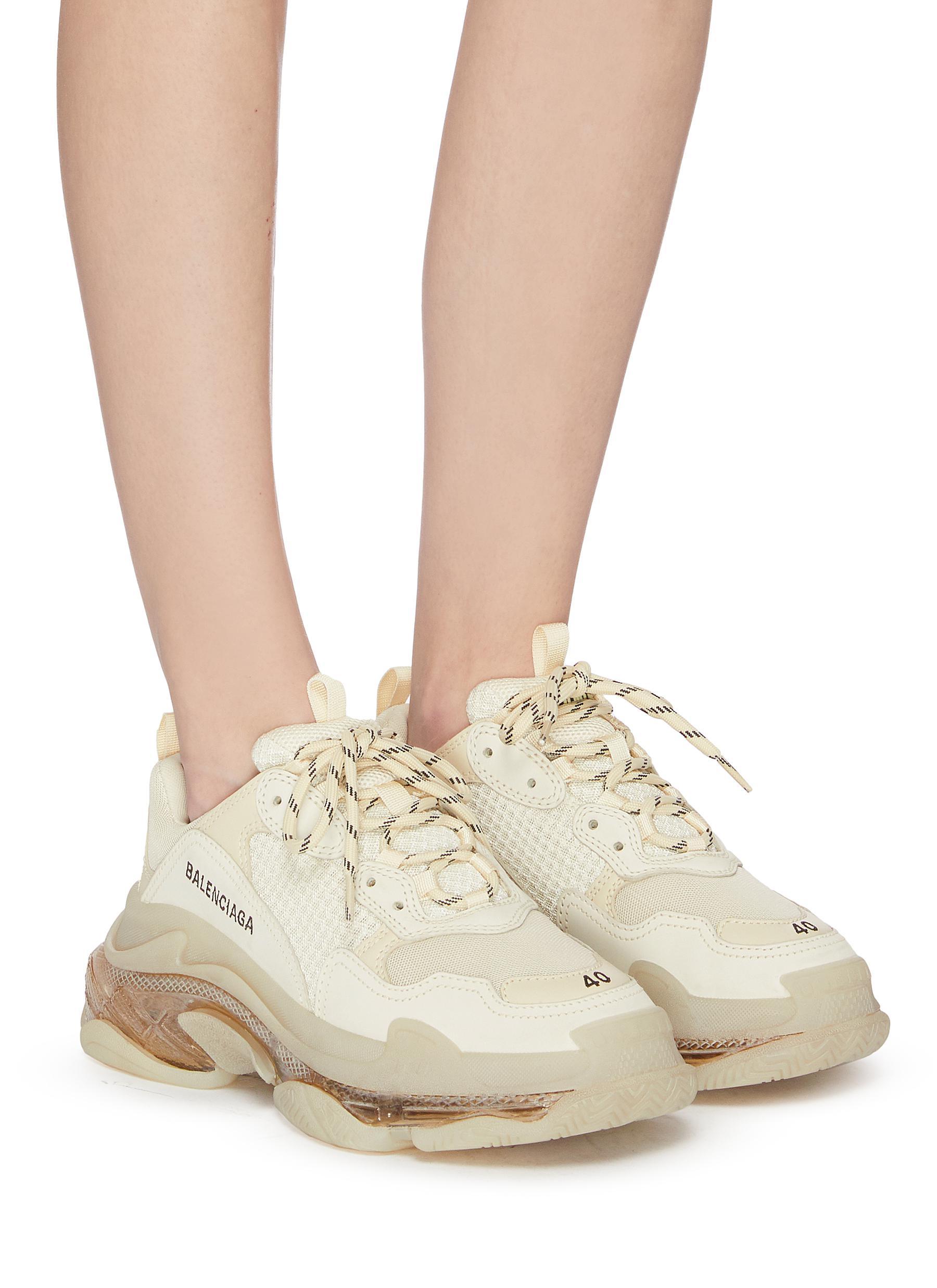 Balenciaga Leather Triple S Clear Sole Sneaker Off White | Lyst